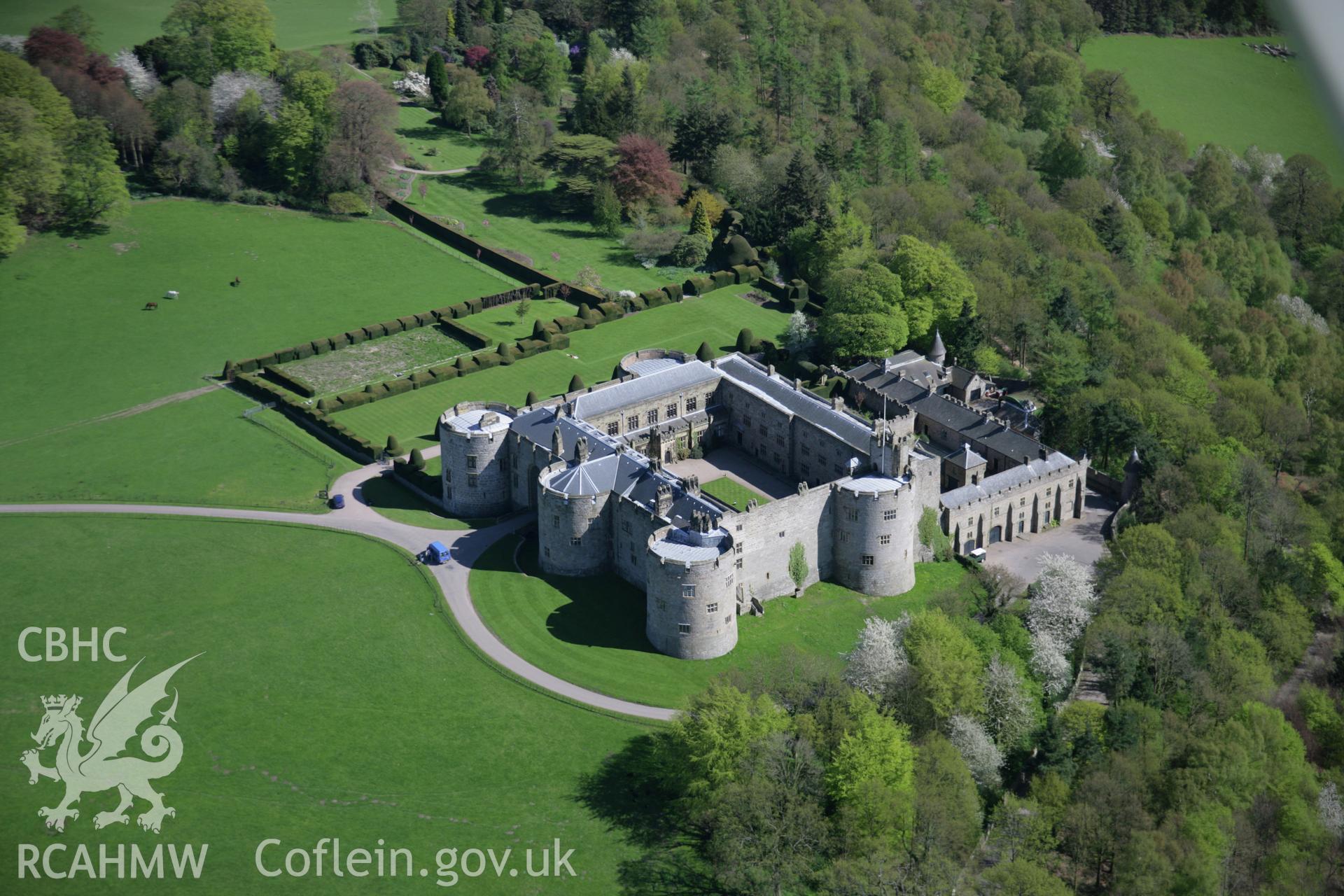 RCAHMW digital colour oblique photograph of the garden at Chirk Castle from the north-west. Taken on 05/05/2006 by T.G. Driver.