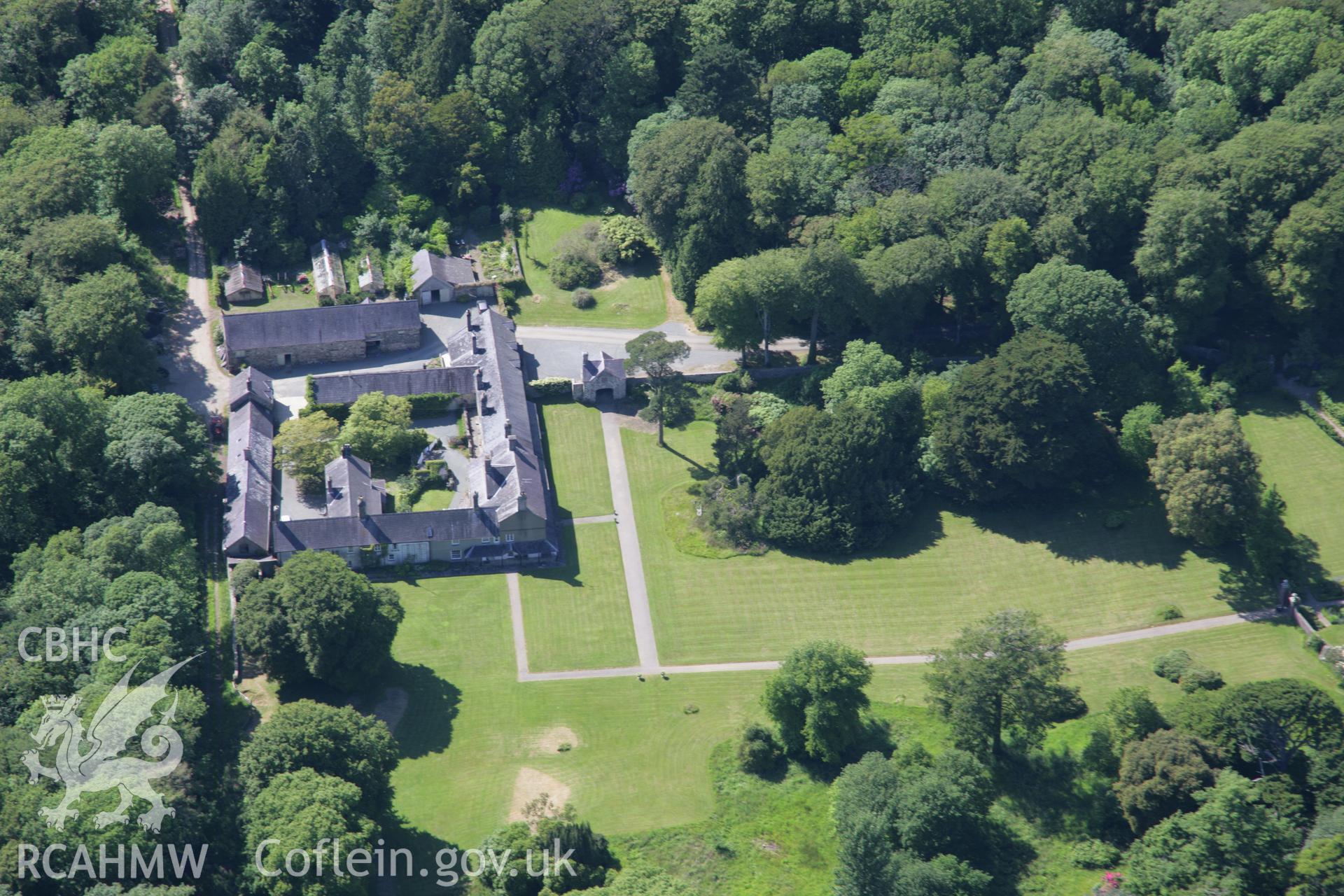 RCAHMW colour oblique aerial photograph of Cefnamwch House from the east. Taken on 14 June 2006 by Toby Driver.