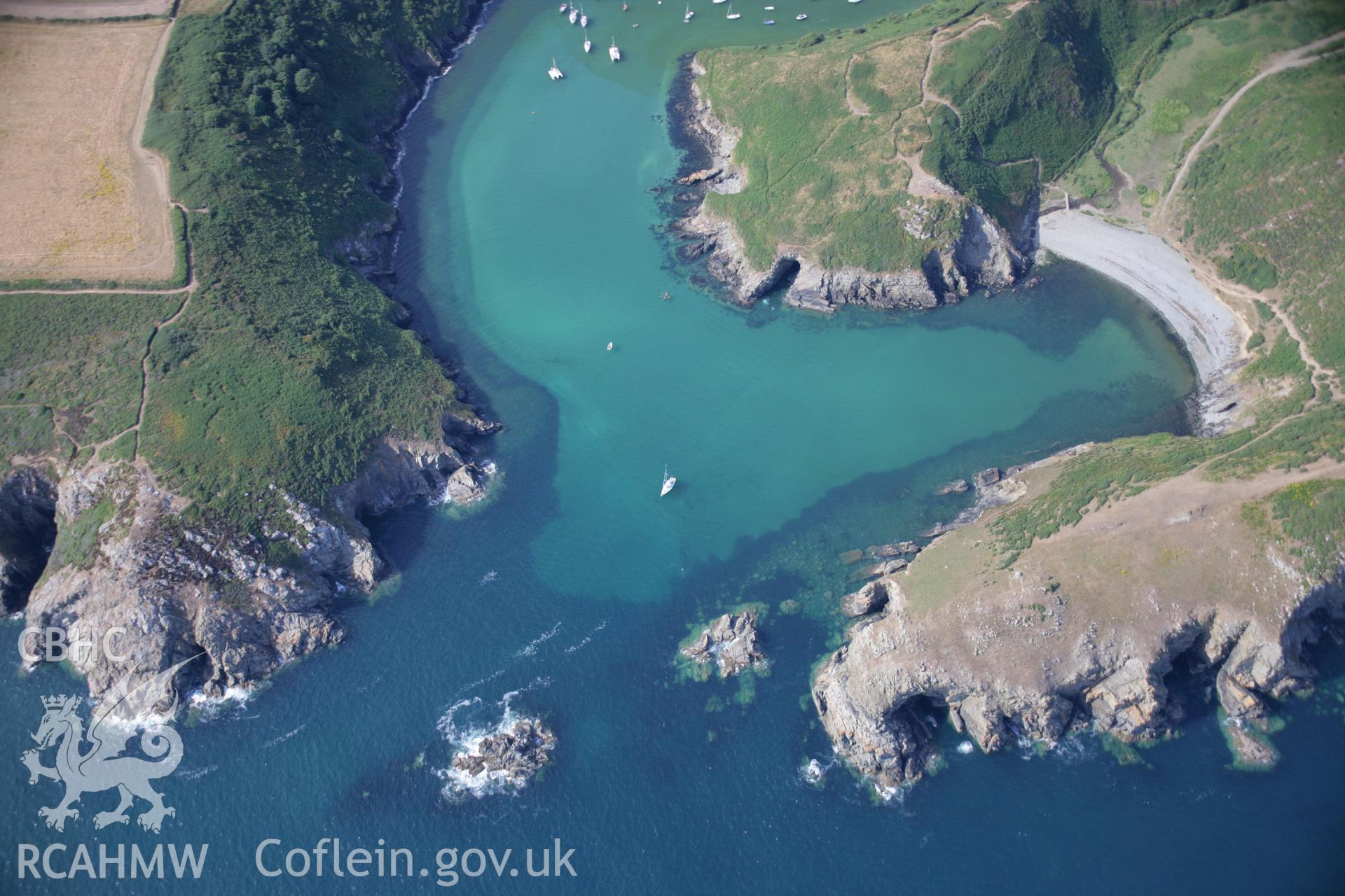 RCAHMW colour oblique aerial photograph of a promontory fort south of Solva Harbour. Taken on 24 July 2006 by Toby Driver.