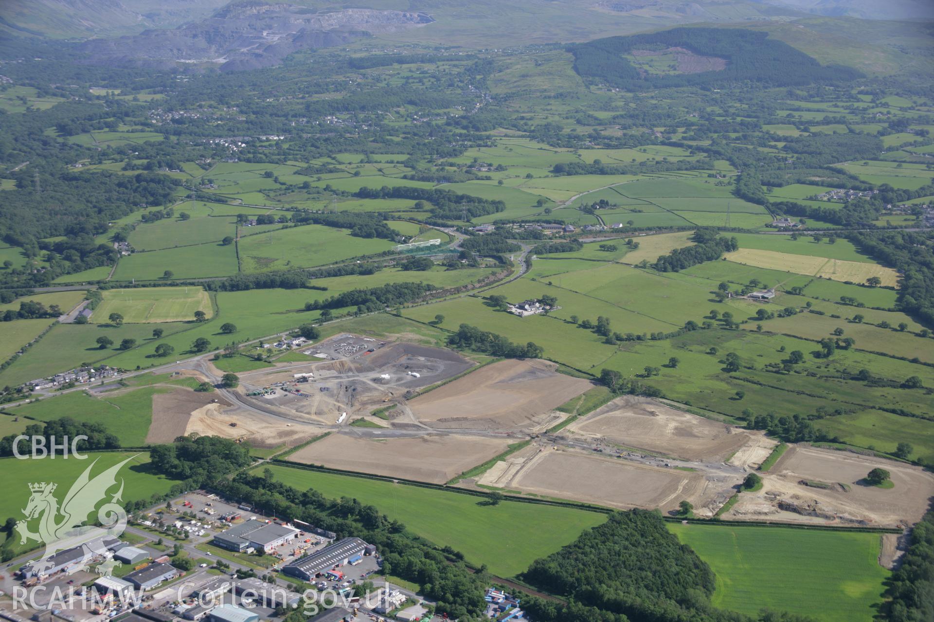 RCAHMW colour oblique aerial photograph of Parc Bryn Cegin excavation, viewed from the north. Taken on 14 June 2006 by Toby Driver.