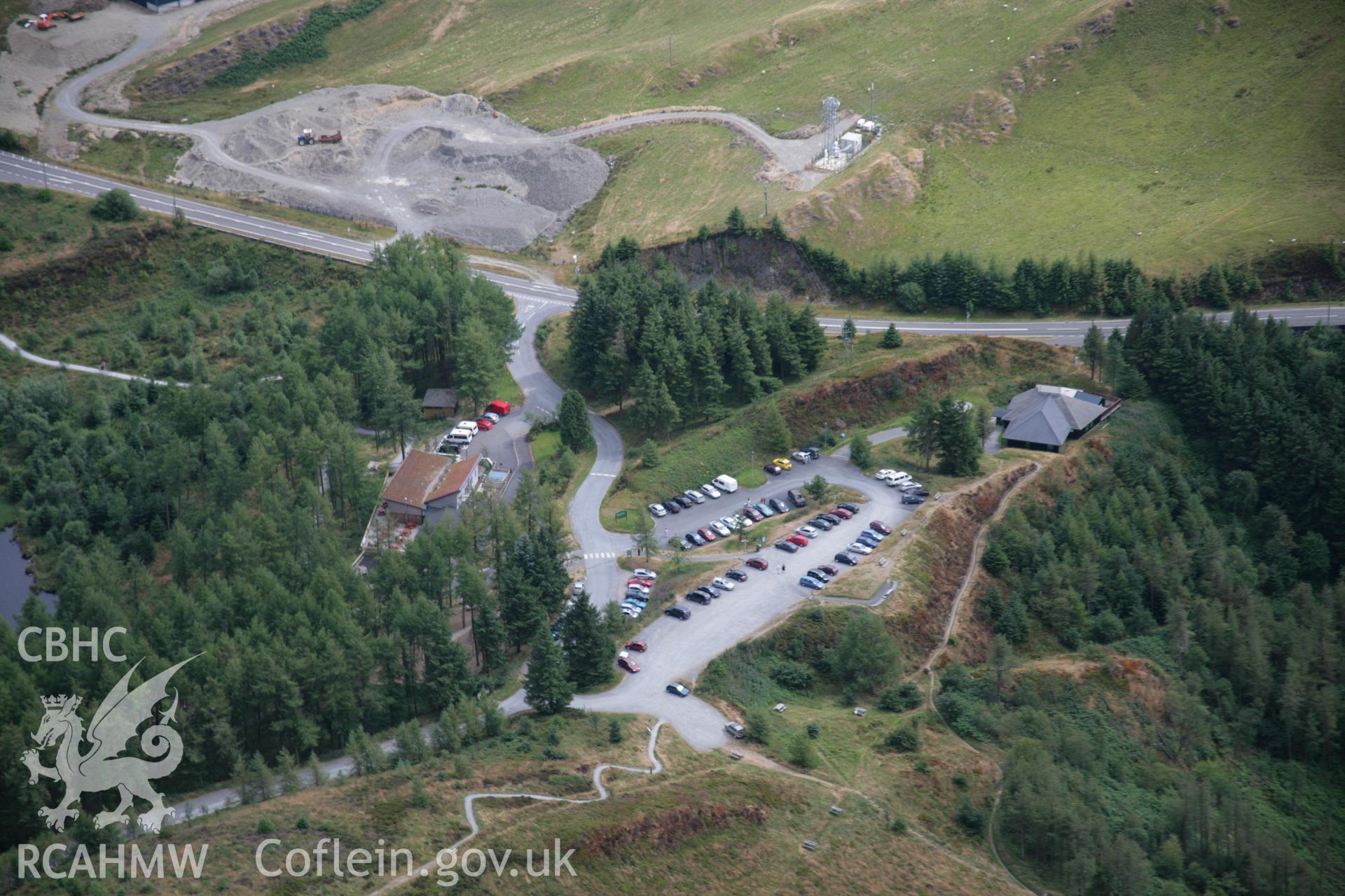 RCAHMW colour oblique aerial photograph of Bwlch Nant-yr-Arian Forest Visitor Centre. Taken on 27 July 2006 by Toby Driver.