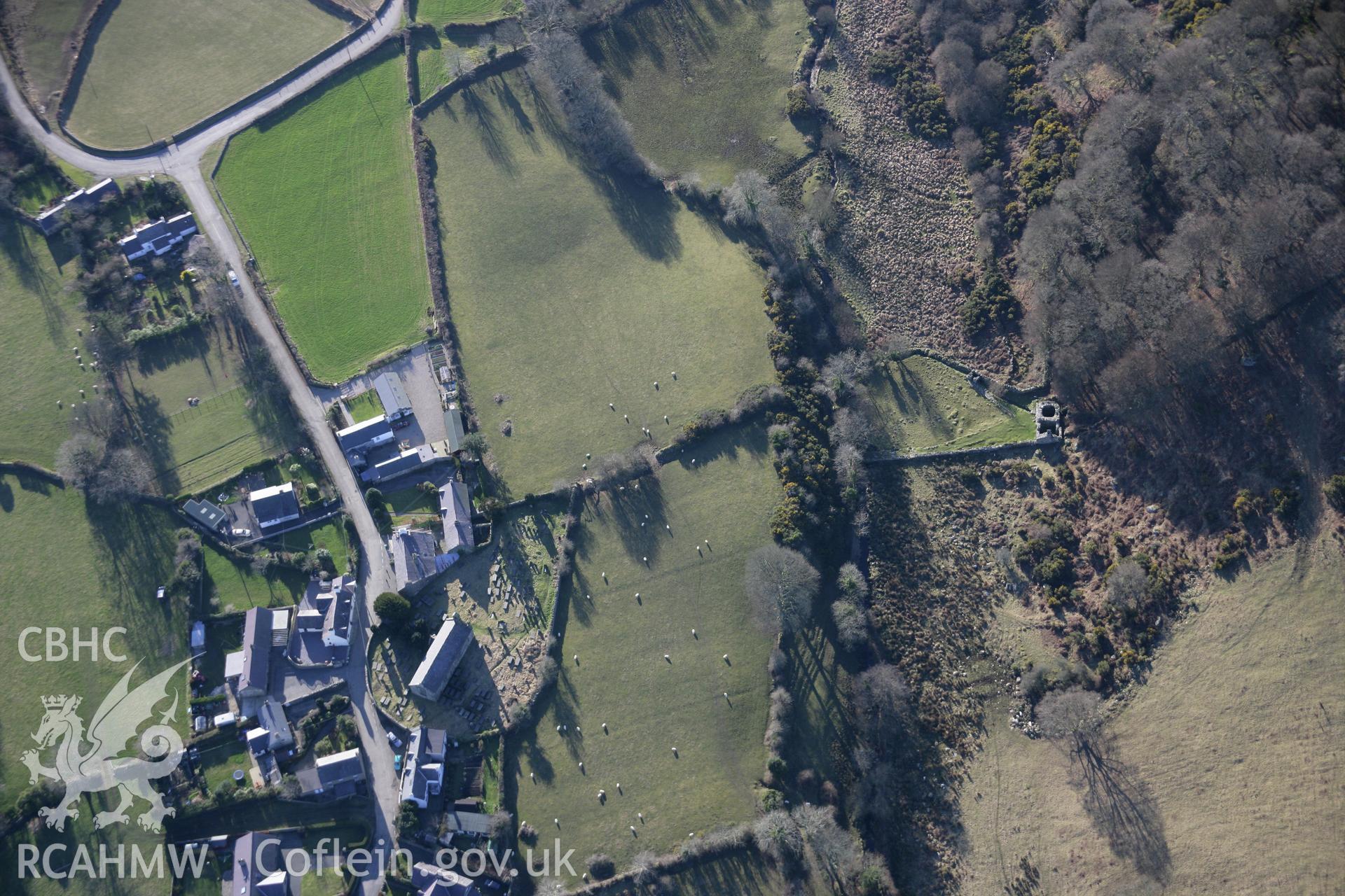 RCAHMW colour oblique aerial photograph of St Cybi's Well from the north-east. Taken on 09 February 2006 by Toby Driver.