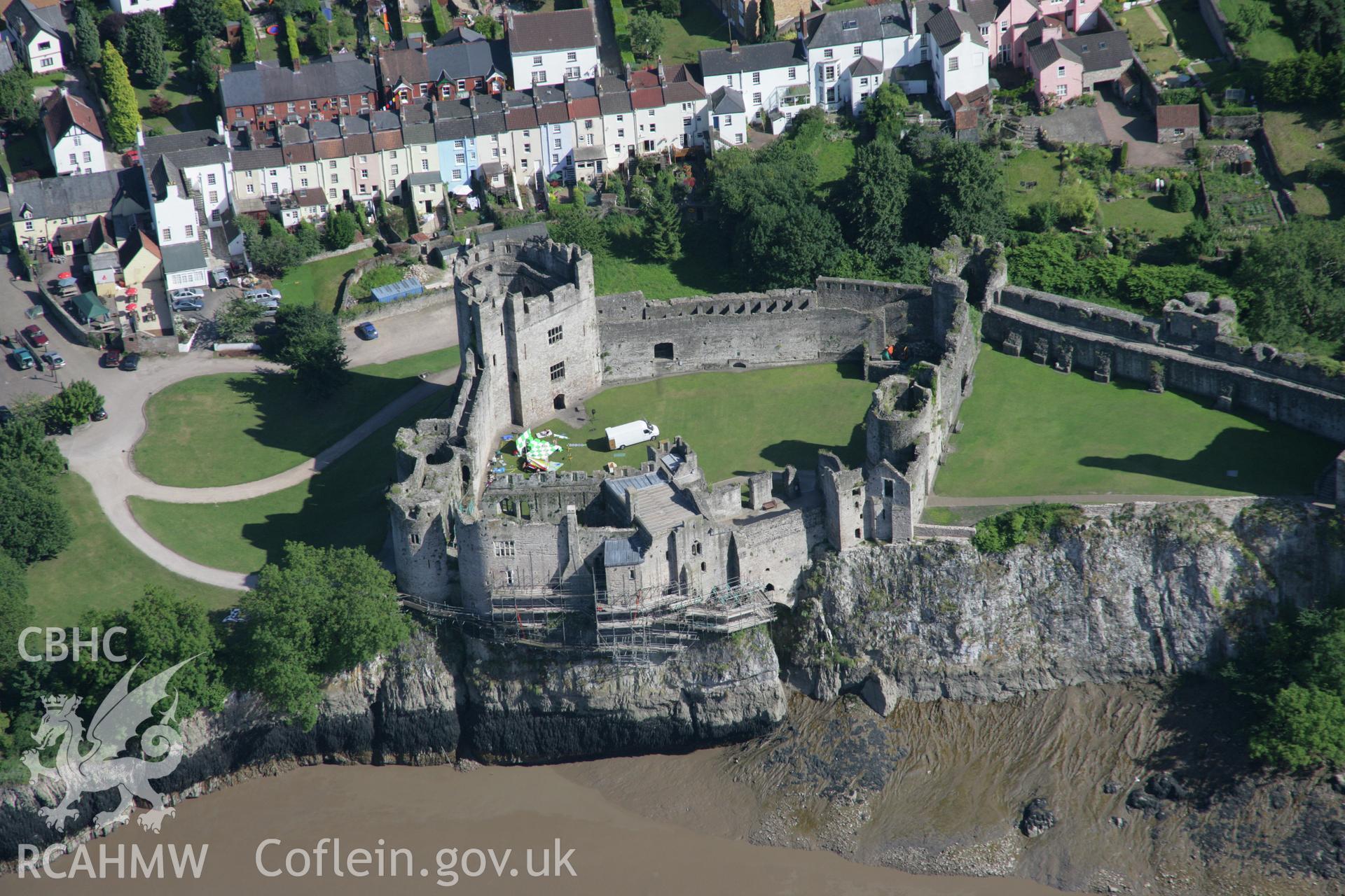RCAHMW colour oblique aerial photograph of Chepstow Castle. Taken on 13 July 2006 by Toby Driver.