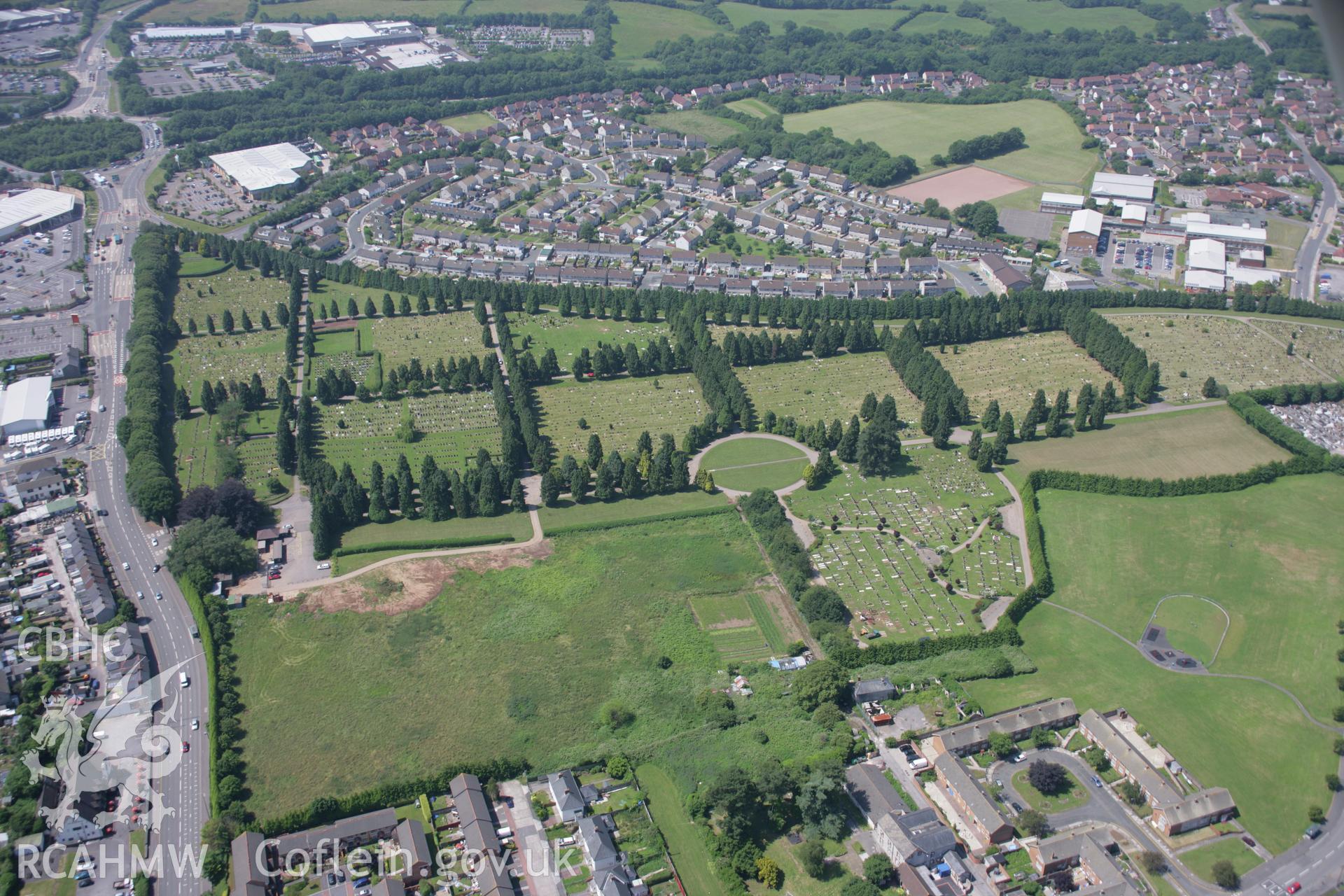RCAHMW colour oblique photograph of Ely cemetery. Taken by Toby Driver on 29/06/2006.