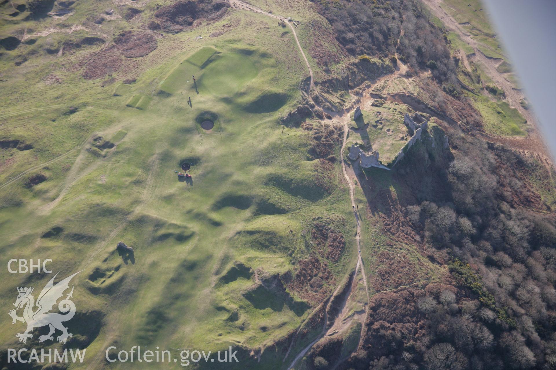 RCAHMW colour oblique aerial photograph of St Mary's Church, Pennard, from the north. Taken on 26 January 2006 by Toby Driver.