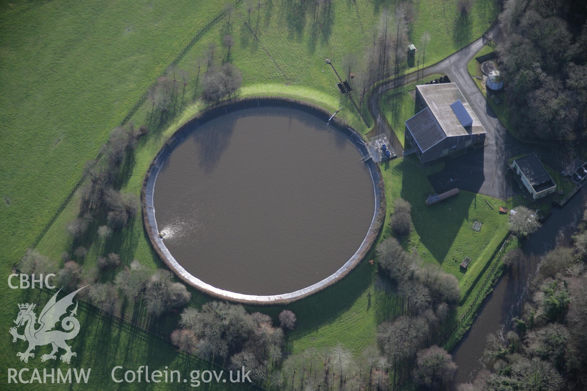RCAHMW colour oblique aerial photograph of Canaston Bridge Pumping Station from the north-west. Taken on 11 January 2006 by Toby Driver.
