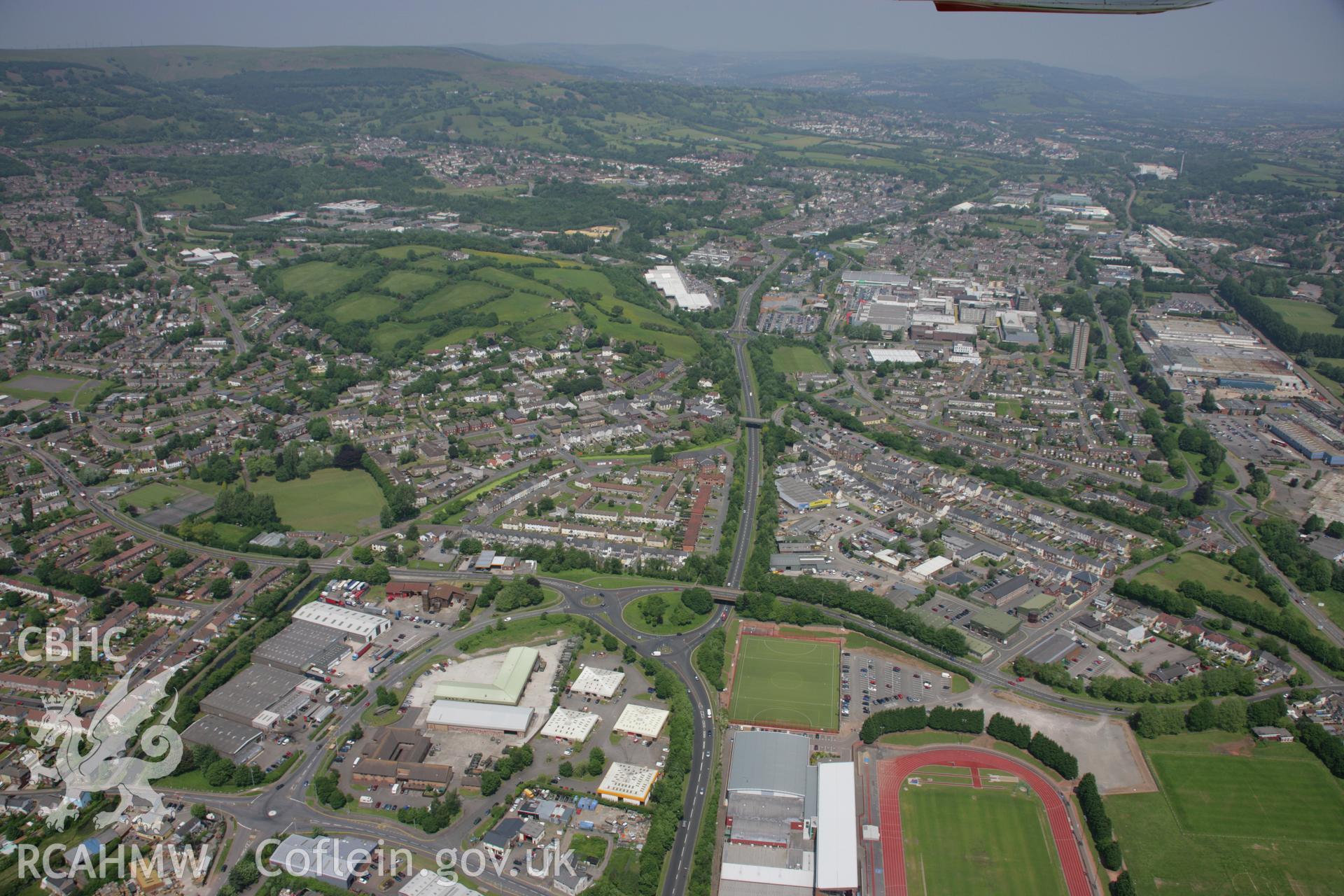 RCAHMW colour oblique aerial photograph of Cwmbran showing Old Cwmbran and Two Locks from the north. Taken on 09 June 2006 by Toby Driver.