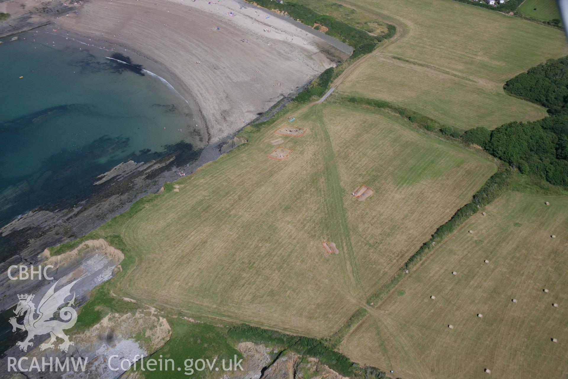 RCAHMW colour oblique aerial photograph of West Angle Bay Cemetery and Enclosure showing excavations. Taken on 24 July 2006 by Toby Driver.