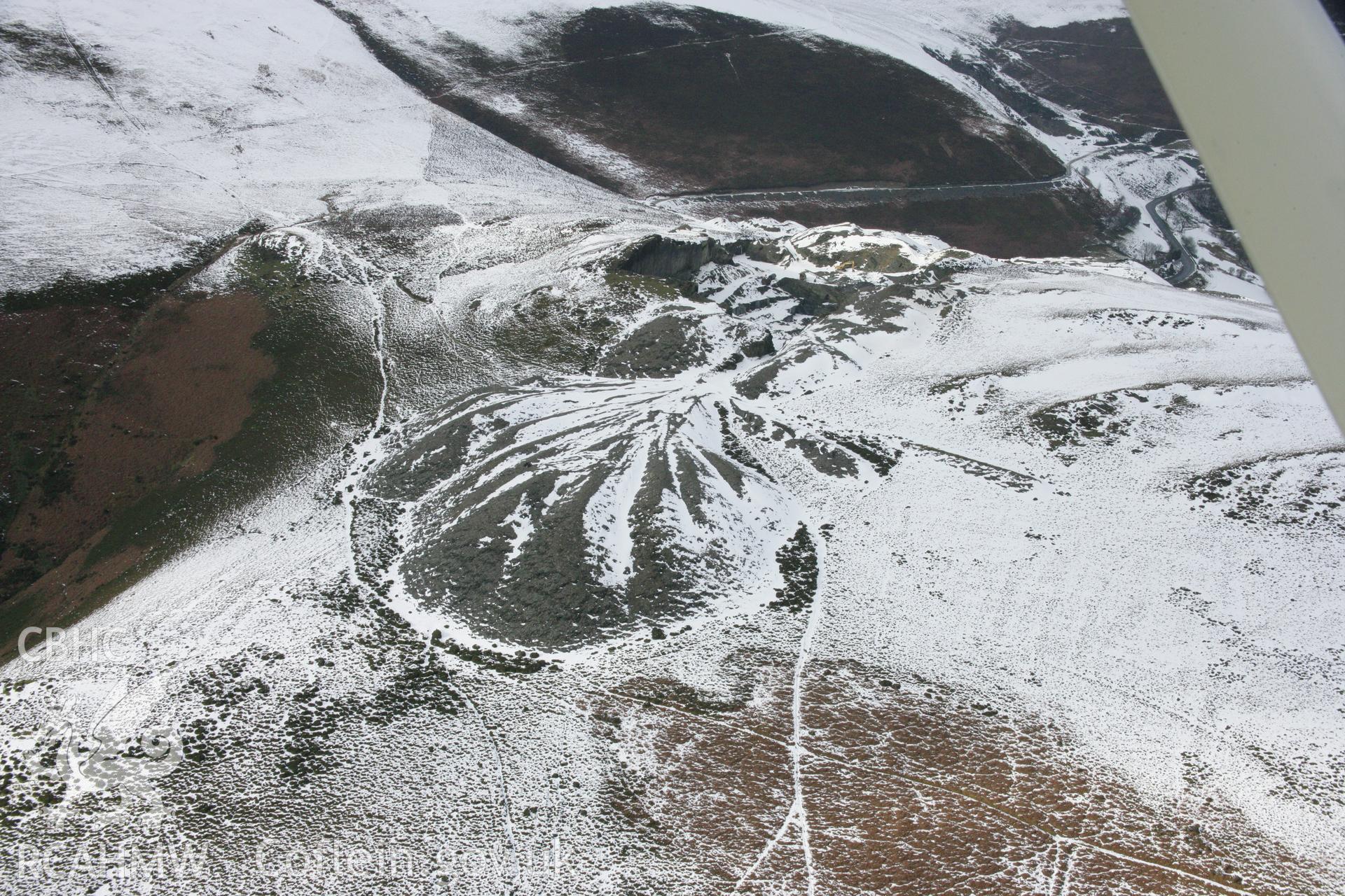 RCAHMW colour oblique aerial photograph of Clogau Slate Quarry from the south-east. Taken on 06 March 2006 by Toby Driver.