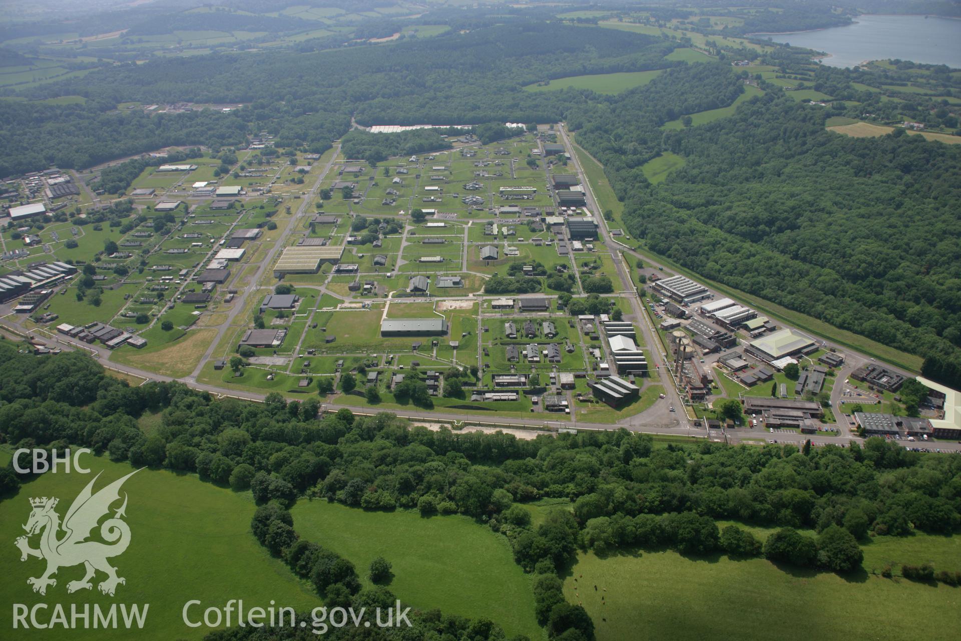 RCAHMW colour oblique aerial photograph of Glascoed Royal Ordnance Factory from the north. Taken on 09 June 2006 by Toby Driver.