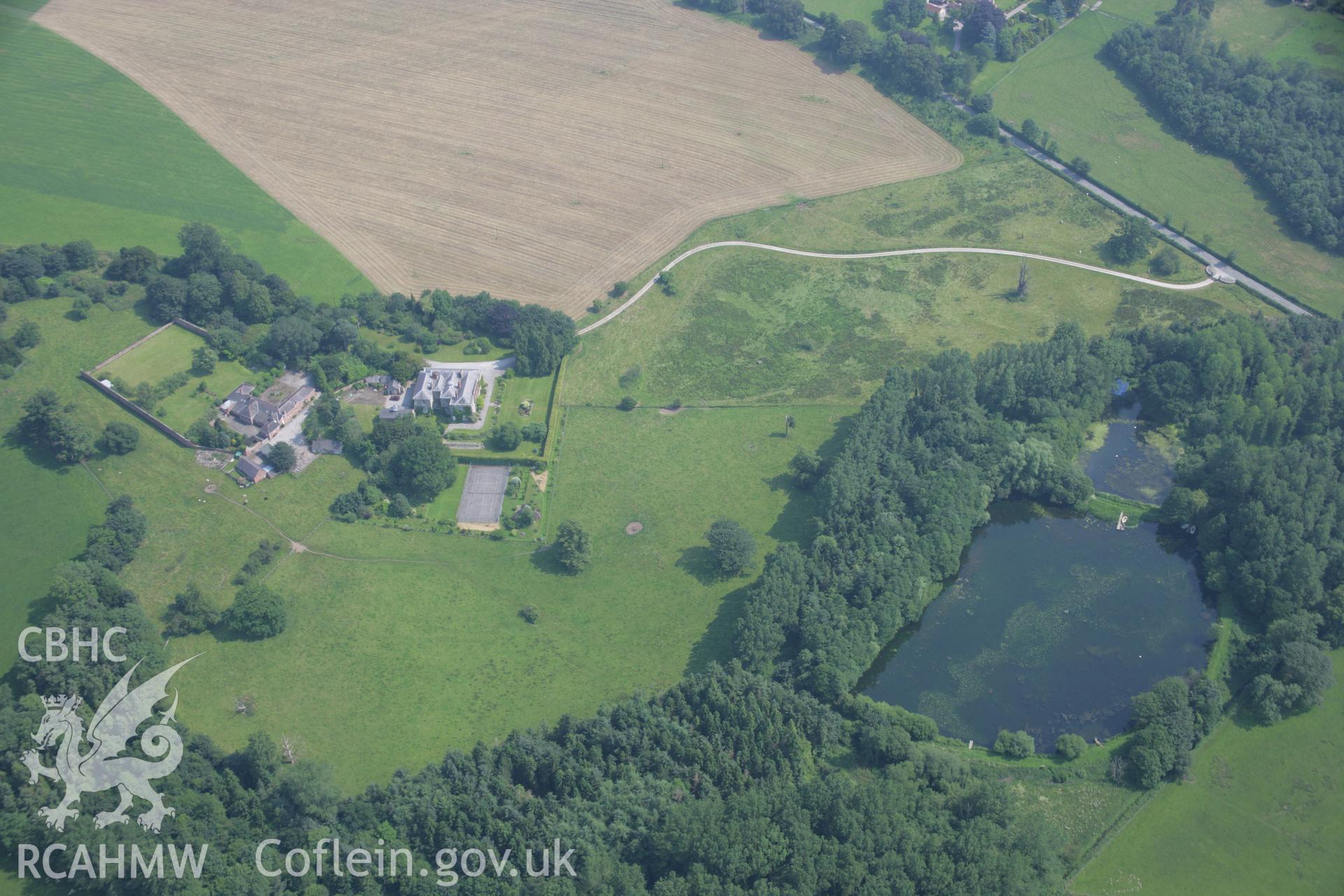 RCAHMW colour oblique aerial photograph of Glan-y-Wern Hall. Taken on 04 July 2006 by Toby Driver.