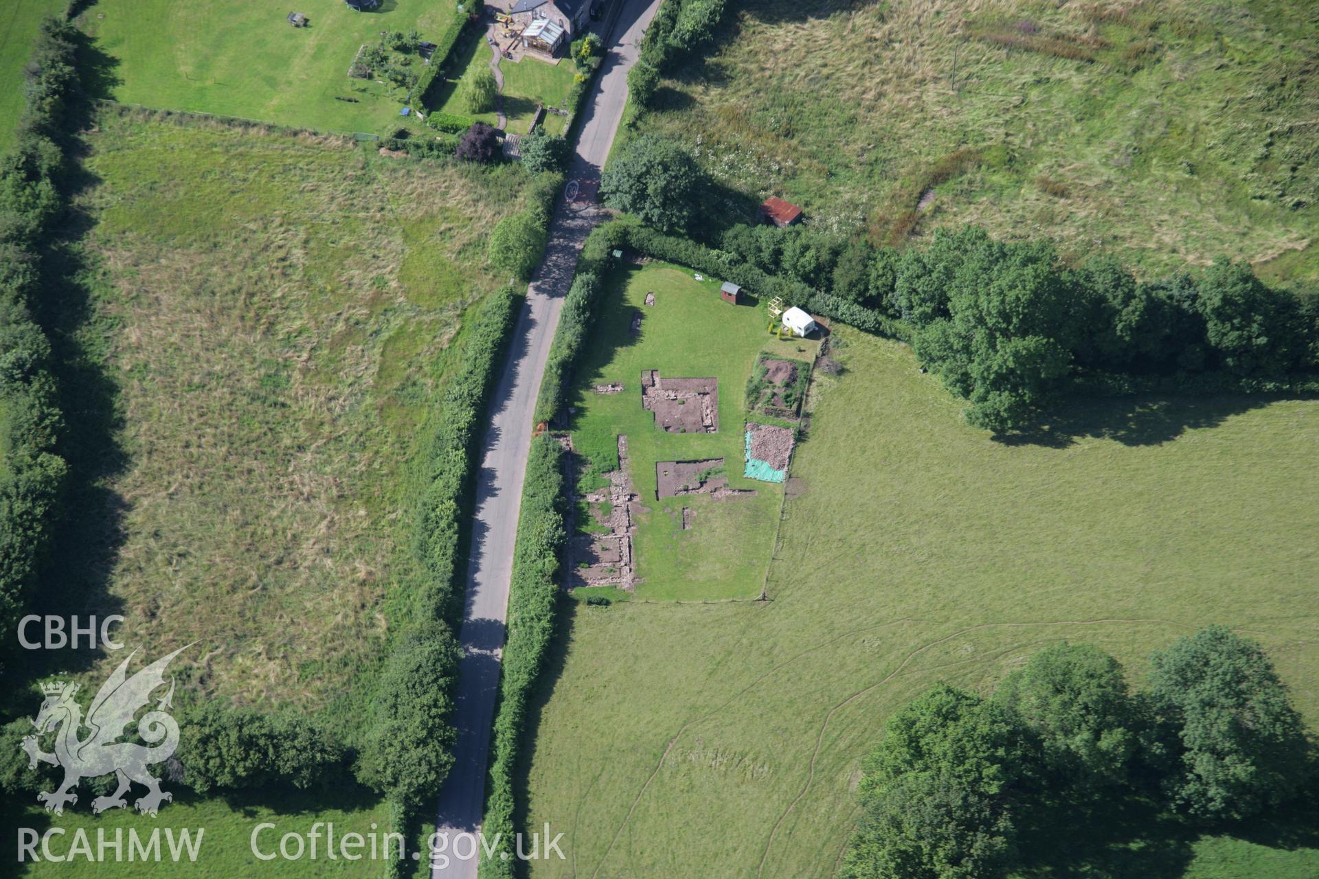 RCAHMW colour oblique aerial photograph of Trelech Village Earthworks. Taken on 13 July 2006 by Toby Driver.