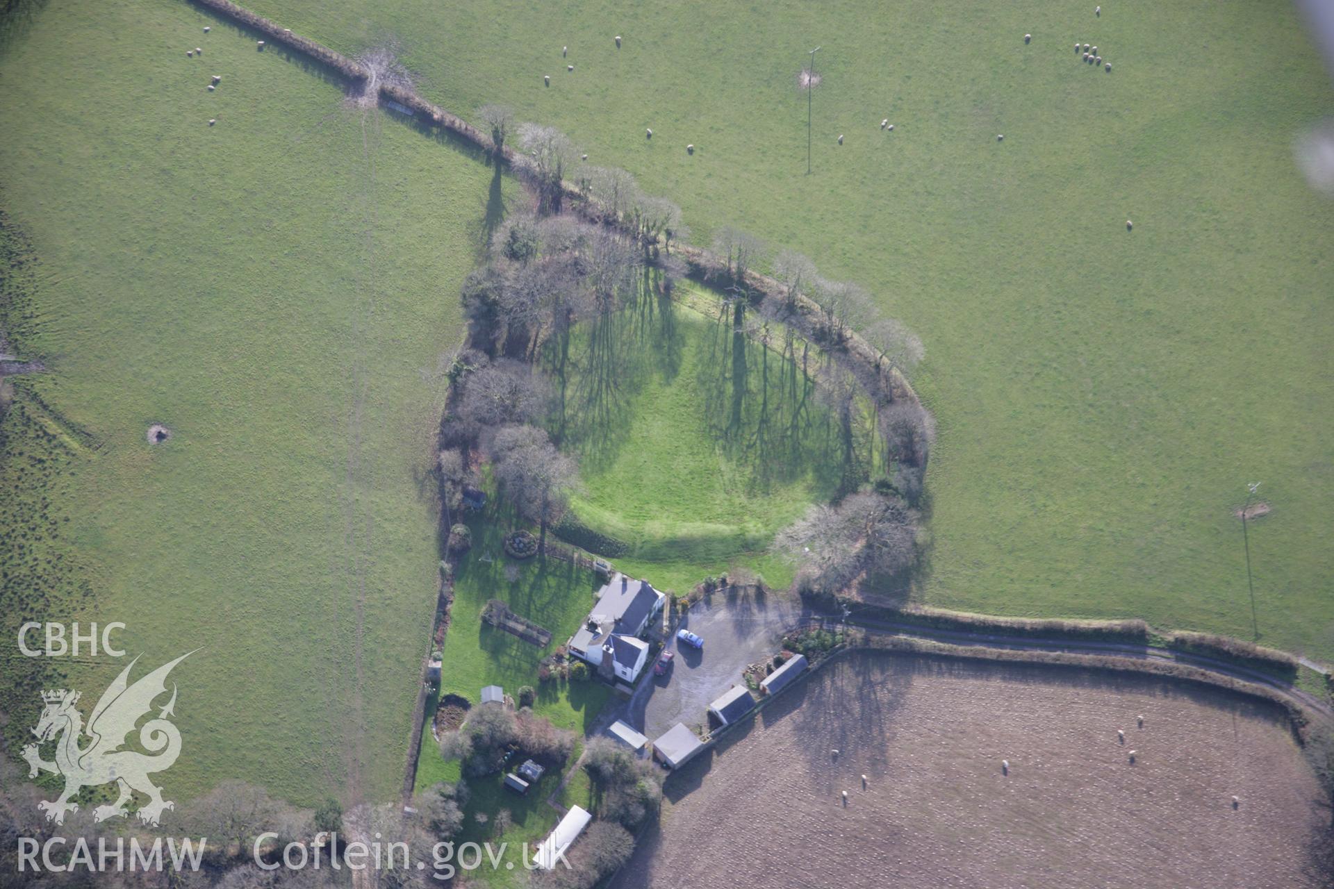 RCAHMW colour oblique aerial photograph of Park Rath Enclosure, viewed from the north-west. Taken on 11 January 2006 by Toby Driver.