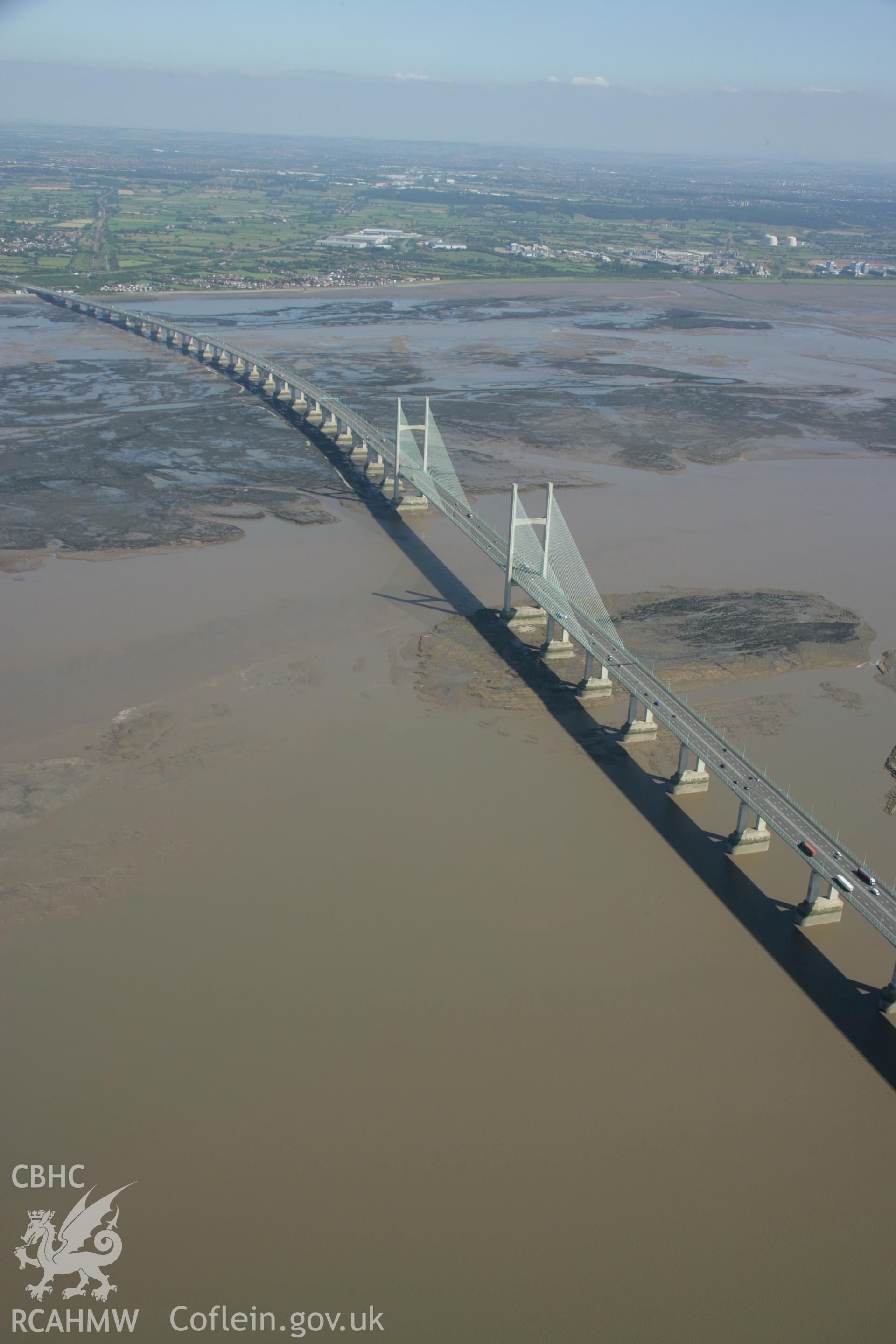 RCAHMW colour oblique aerial photograph of the Second Severn Crossing. Taken on 13 July 2006 by Toby Driver.