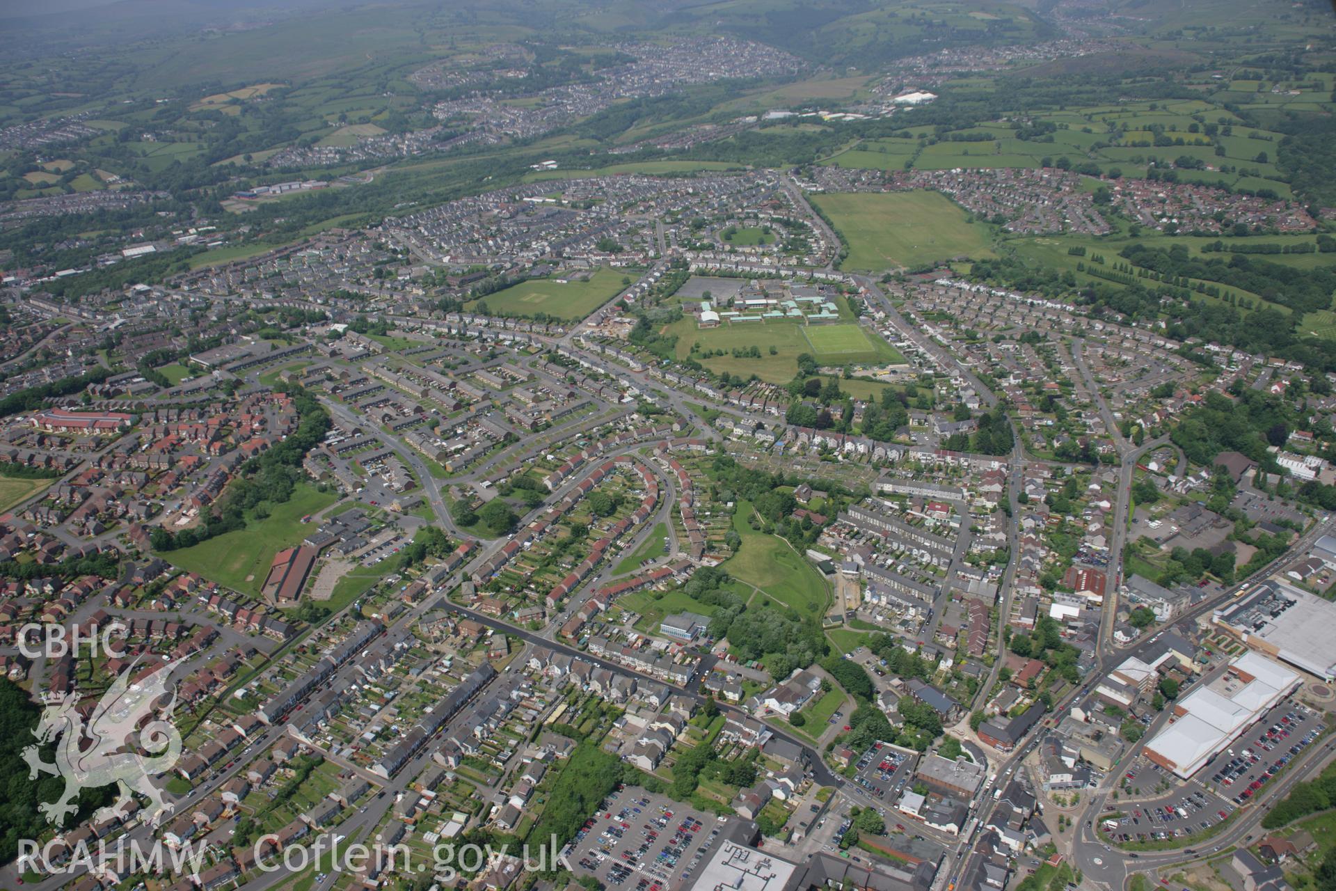 RCAHMW colour oblique aerial photograph of Blackwood from the south-east towards the school. Taken on 09 June 2006 by Toby Driver.