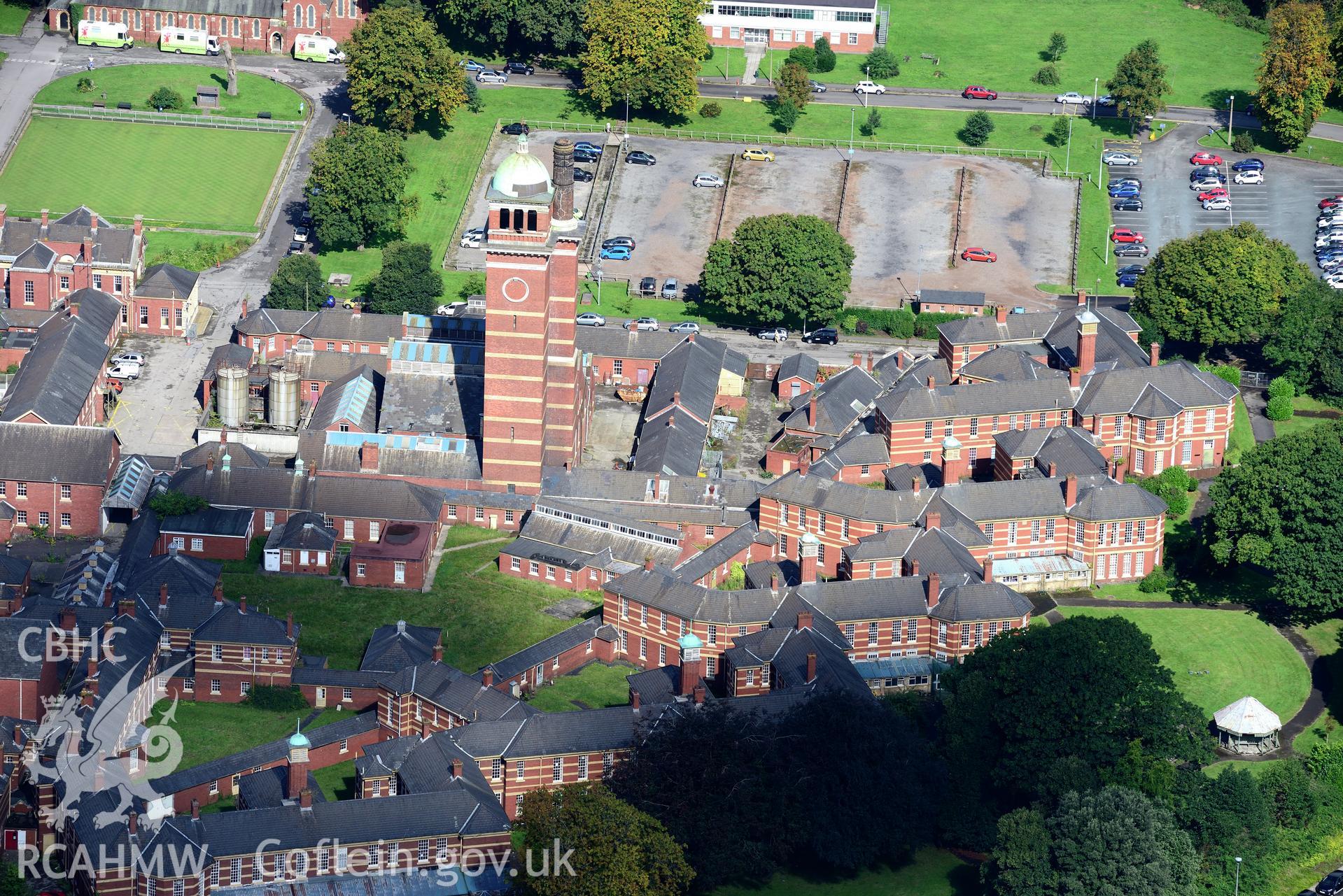 RCAHMW colour oblique aerial photograph of Whitchurch Hospital, taken by RCAHMW 26th August 2016.