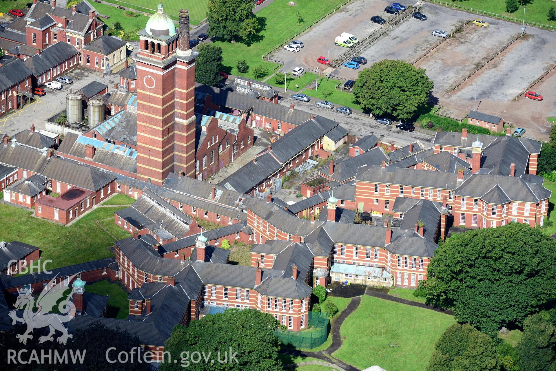 RCAHMW colour oblique aerial photograph of Whitchurch Hospital, taken by RCAHMW 26th August 2016.
