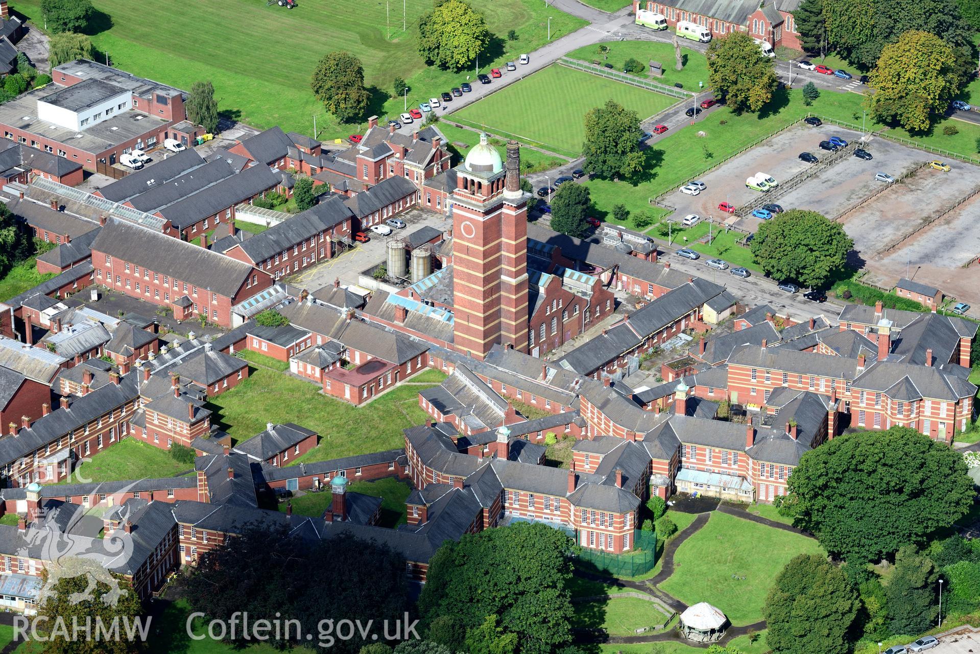RCAHMW colour oblique aerial photograph of Whitchurch Hospital, taken by RCAHMW 26th August 2016.