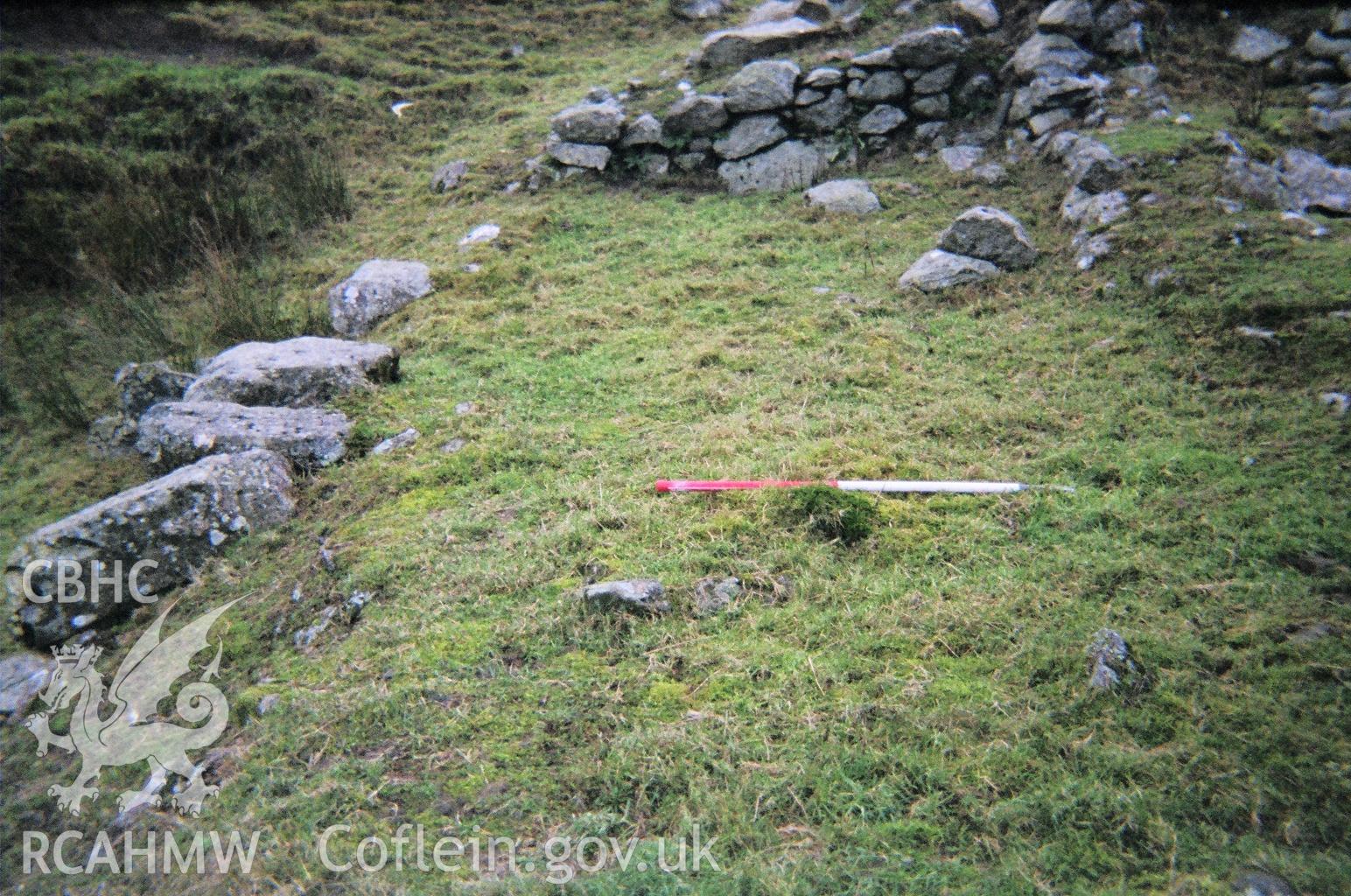 Digital colour photograph of Hafod-y-Maen longhouse taken on 07/12/2006 by B. Britton during the Berwyn North East Upland Survey by Archaeophysica.