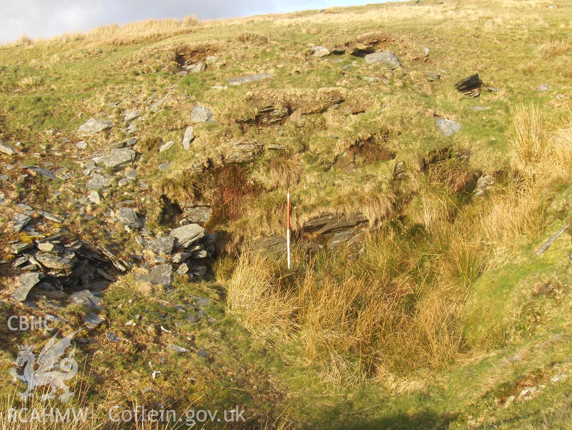 Digital colour photograph of Pennant slate quarry IV taken on 10/03/2007 by Vaughan, N.A.R. during the Berwyn North East Upland Survey by Archaeophysica.