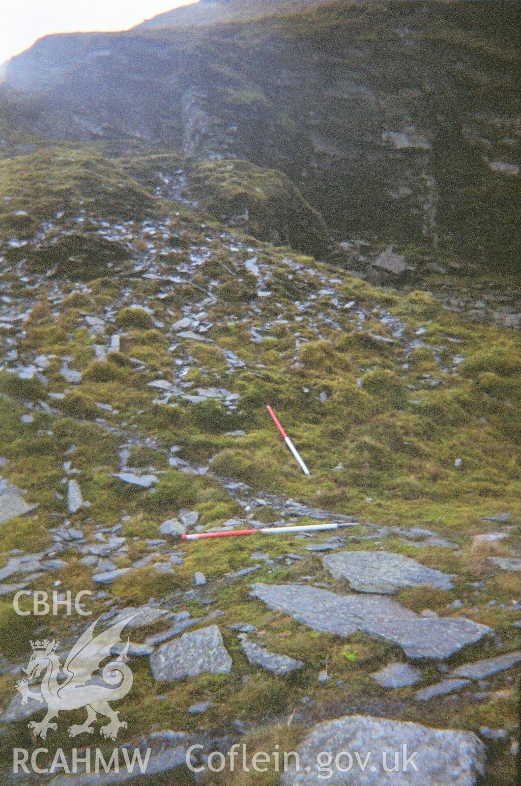 Digital colour photograph of Cwm Maen Gwynedd quarry spoil tip I taken on 11/01/2007 by B. Britton during the Berwyn North East Upland Survey by Archaeophysica.