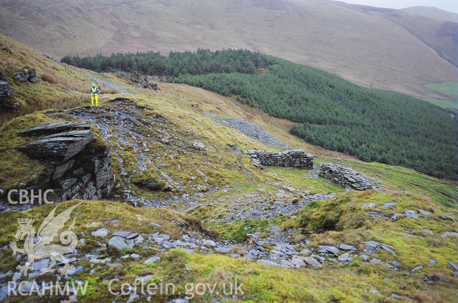 Digital colour photograph of Cwm Maen Gwynedd quarry complex taken on 11/01/2007 by M.J. Roseveare. during the Berwyn North East Upland Survey by Archaeophysica.