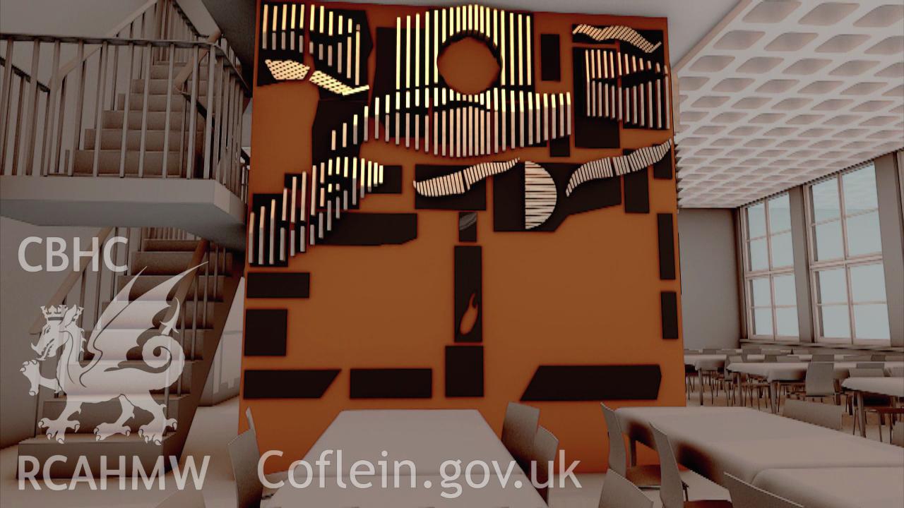 Still from the animation of The Bridge, from a RCAHMW digital survey archive of The Bridge, Coleg Harlech, Harlech.