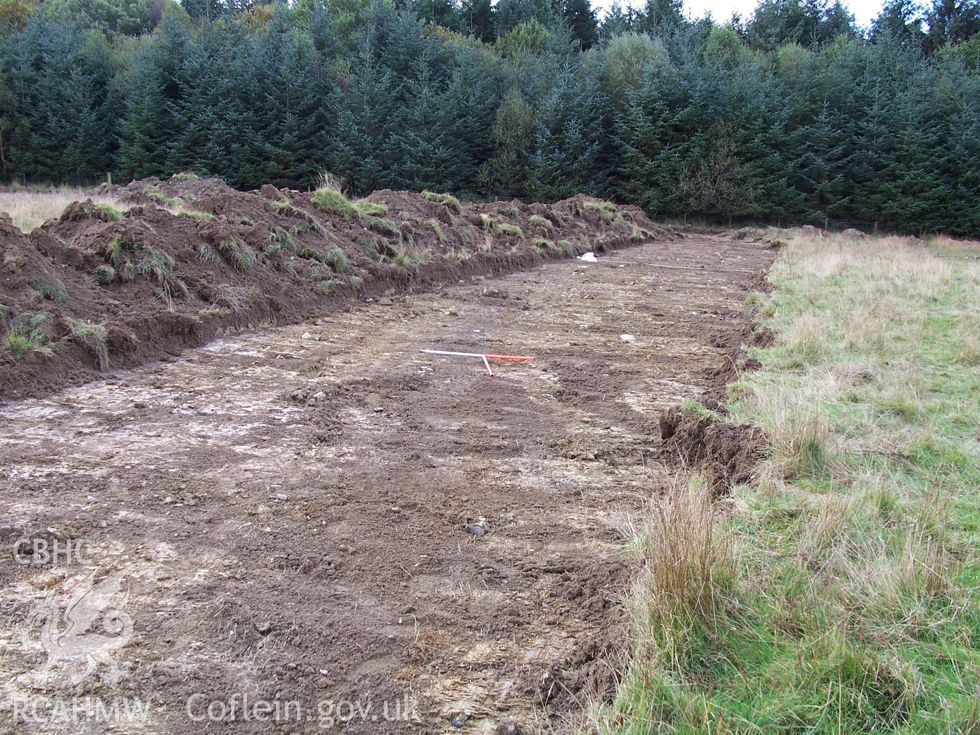 Photograph from an archaeological observation on Newbridge Sawmill, Newbridge, Monmouthshire, area 2 view of south linear feature. Produced by Border Archaeology in February 2006.