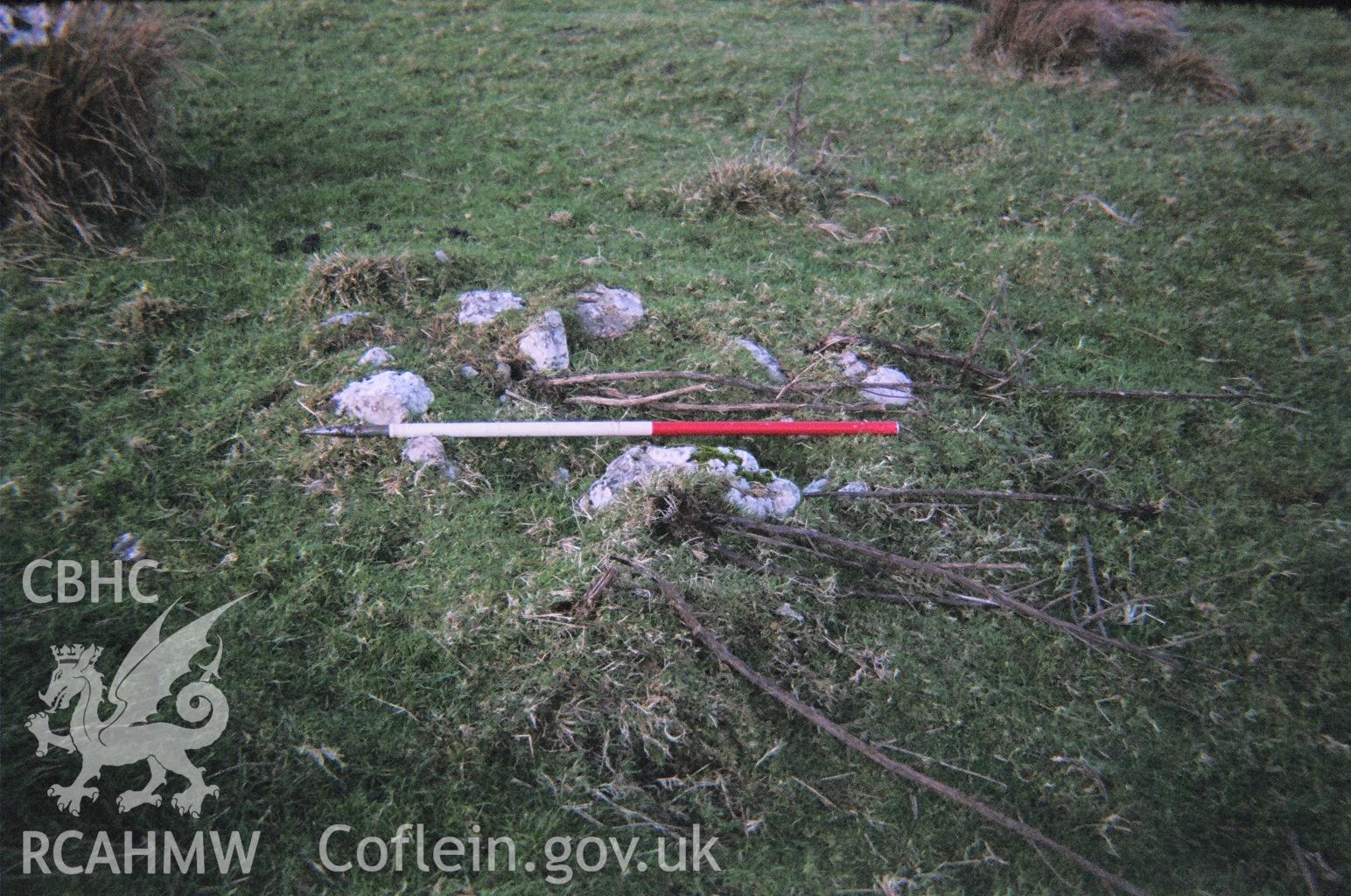 Digital colour photograph of Godor cairn VI taken on 09/12/2006 by A.C. Roseveare during the Berwyn North East Upland Survey by Archaeophysica.