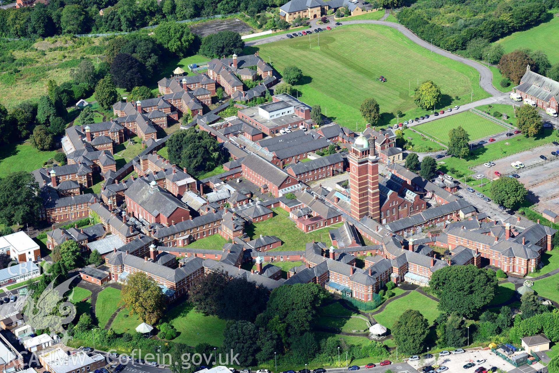 RCAHMW colour oblique aerial photograph of Whitchurch Hospital, taken by RCAHMW 26th August 2016.