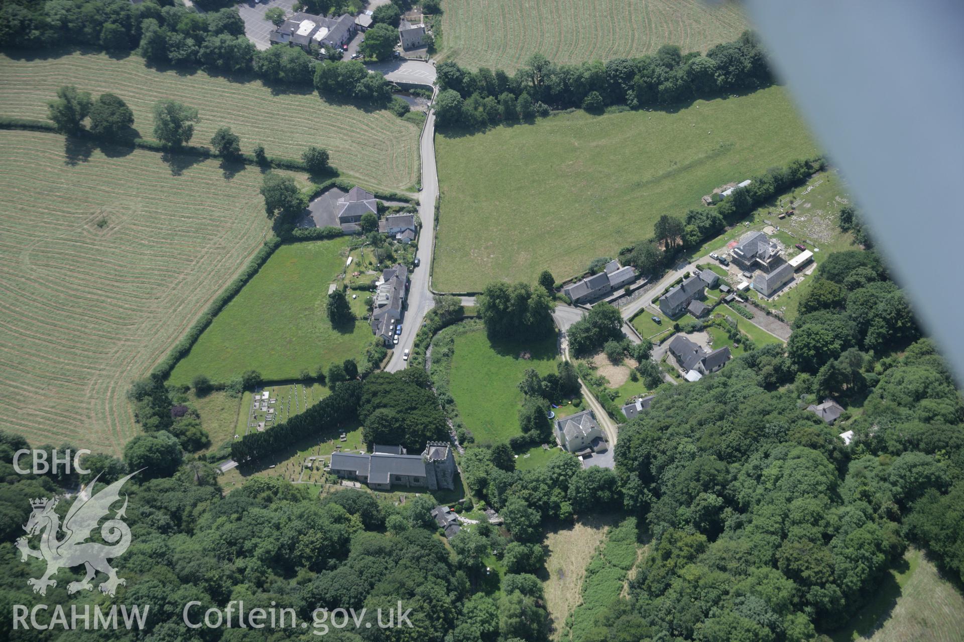 RCAHMW colour oblique aerial photograph of St Brynach's Church, Nevern, from the north-east. Taken on 11 July 2005 by Toby Driver