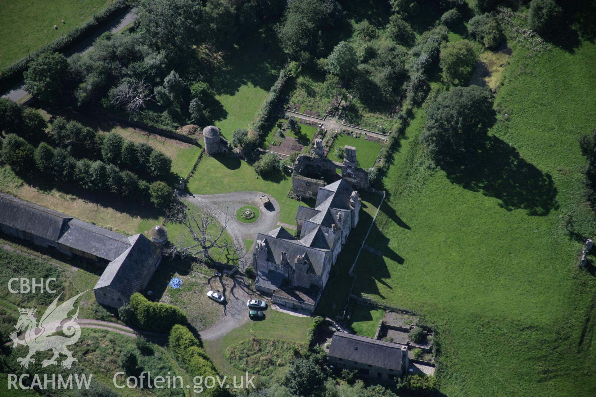RCAHMW digital colour oblique photograph of Old Gwernyfed Mansion viewed from the north. Taken on 02/09/2005 by T.G. Driver.