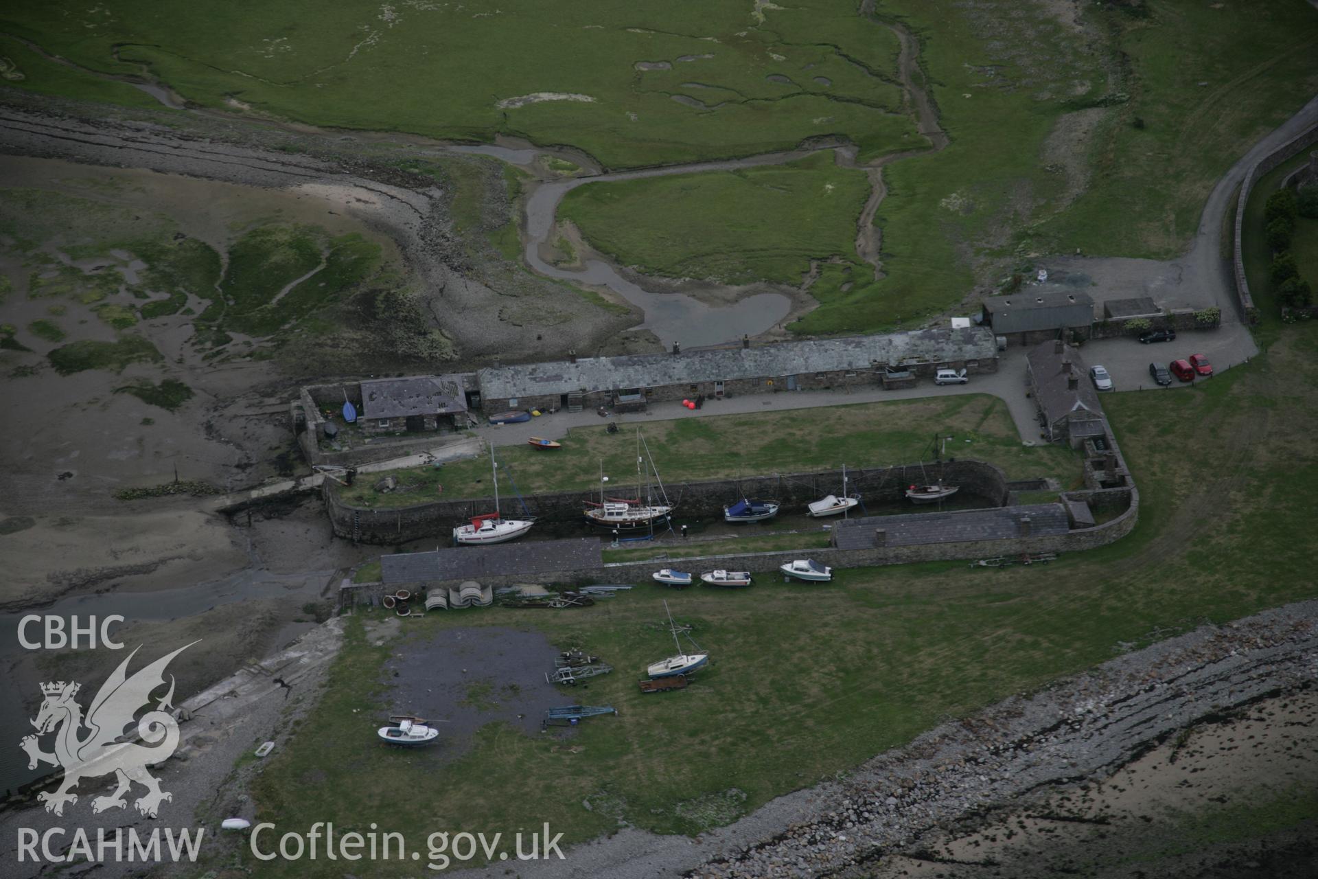 RCAHMW digital colour oblique photograph of Fort Belan Dock viewed from the north-east. Taken on 02/08/2005 by T.G. Driver.