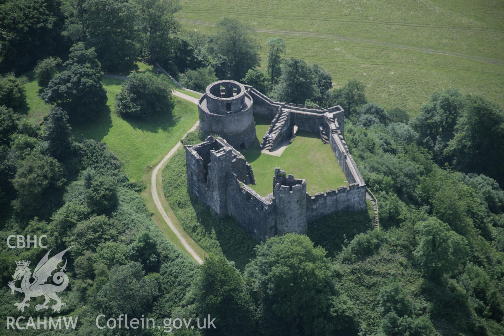 RCAHMW colour oblique aerial photograph of Dinefwr Castle, Llandeilo, from the north-west. Taken on 11 July 2005 by Toby Driver