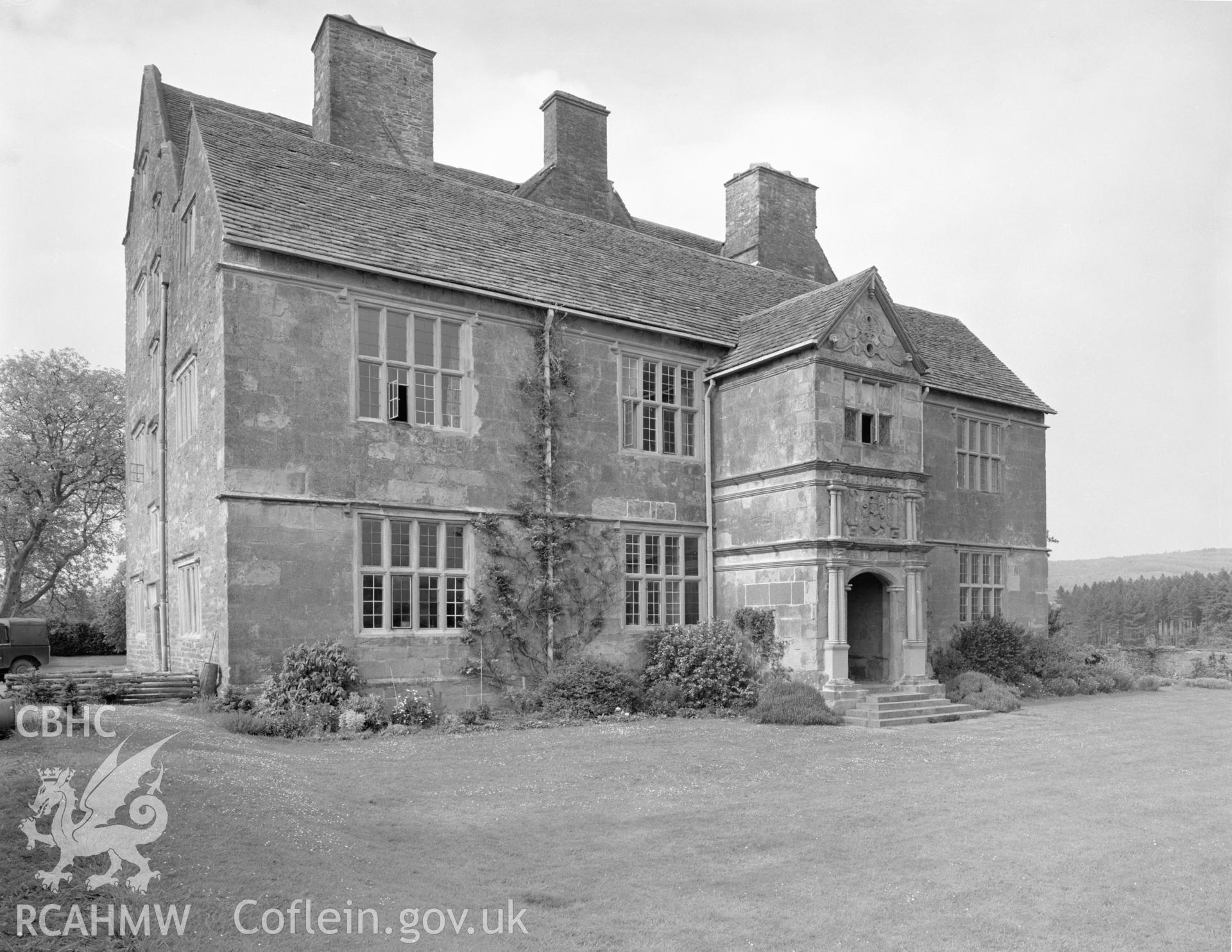 Black and white acetate negative showing view of Tre-owen.