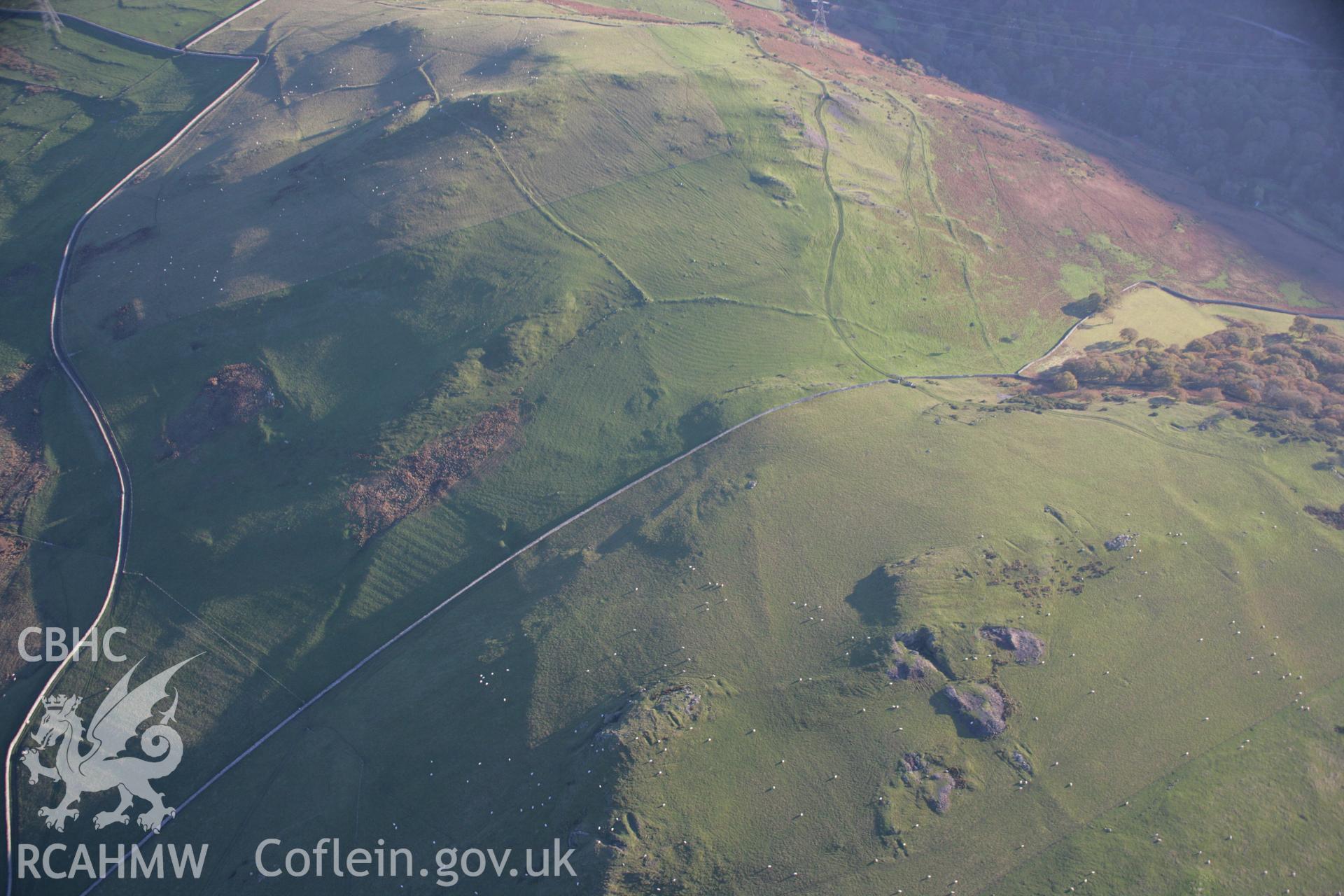 RCAHMW colour oblique aerial photograph of field systems near Bod-Silin, south of Gorddinog. A landscape view from the north-west. Taken on 21 November 2005 by Toby Driver