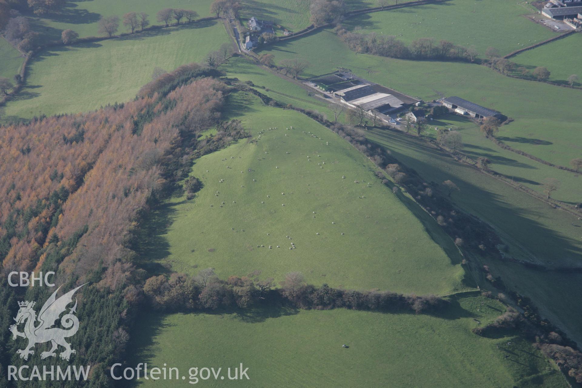RCAHMW colour oblique photograph of Merlin's Hill, hillfort, view from east. Taken by Toby Driver on 17/11/2005.