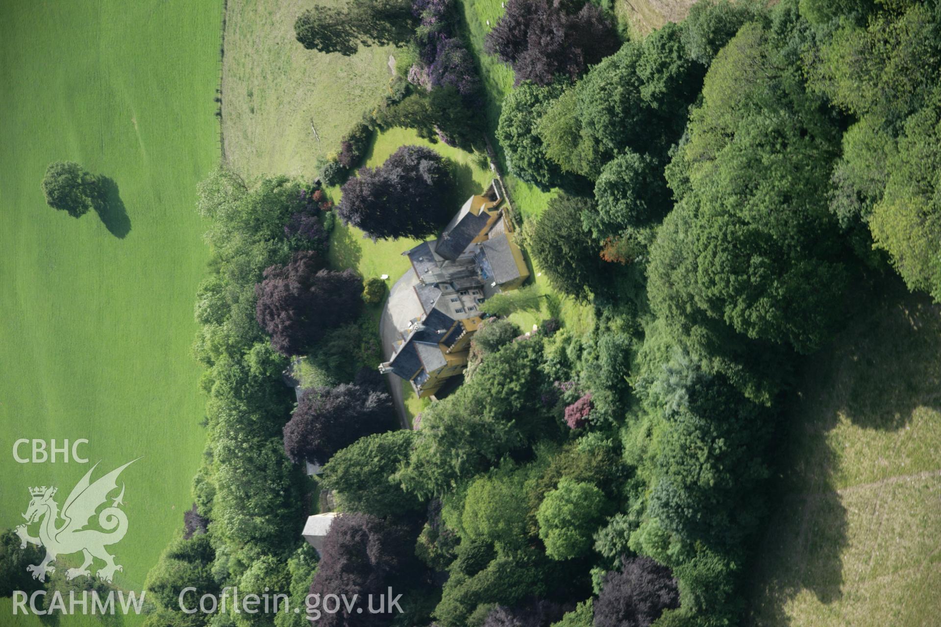 RCAHMW colour oblique aerial photograph of Cwmgwili Grounds and Gardens from the north. Taken on 09 June 2005 by Toby Driver