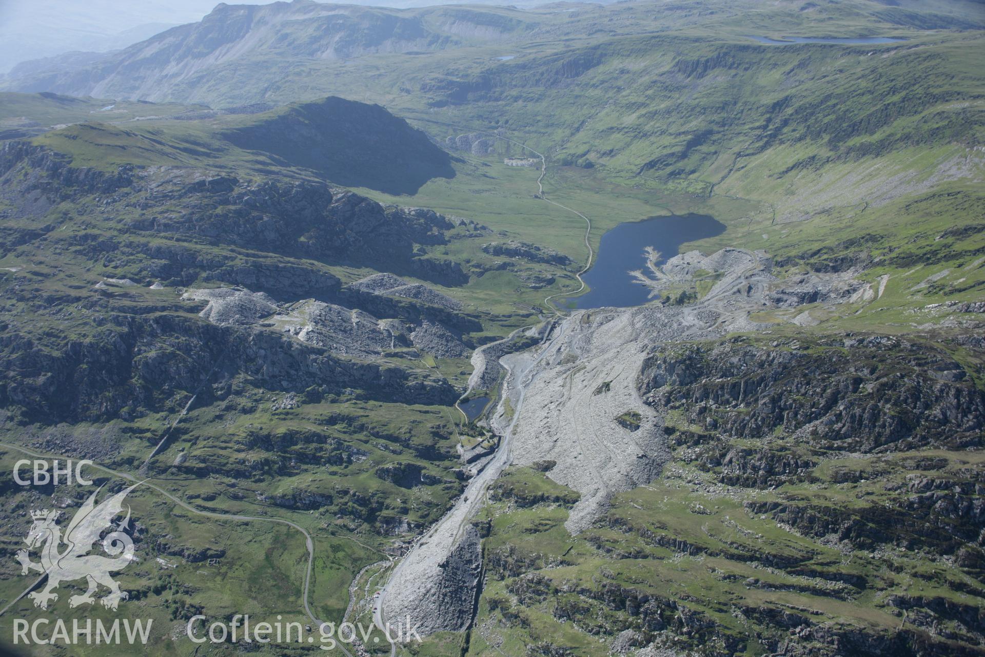 RCAHMW digital colour oblique photograph of Cwmorthin Slate Quarry viewed from the east. Taken on 08/06/2005 by T.G. Driver.