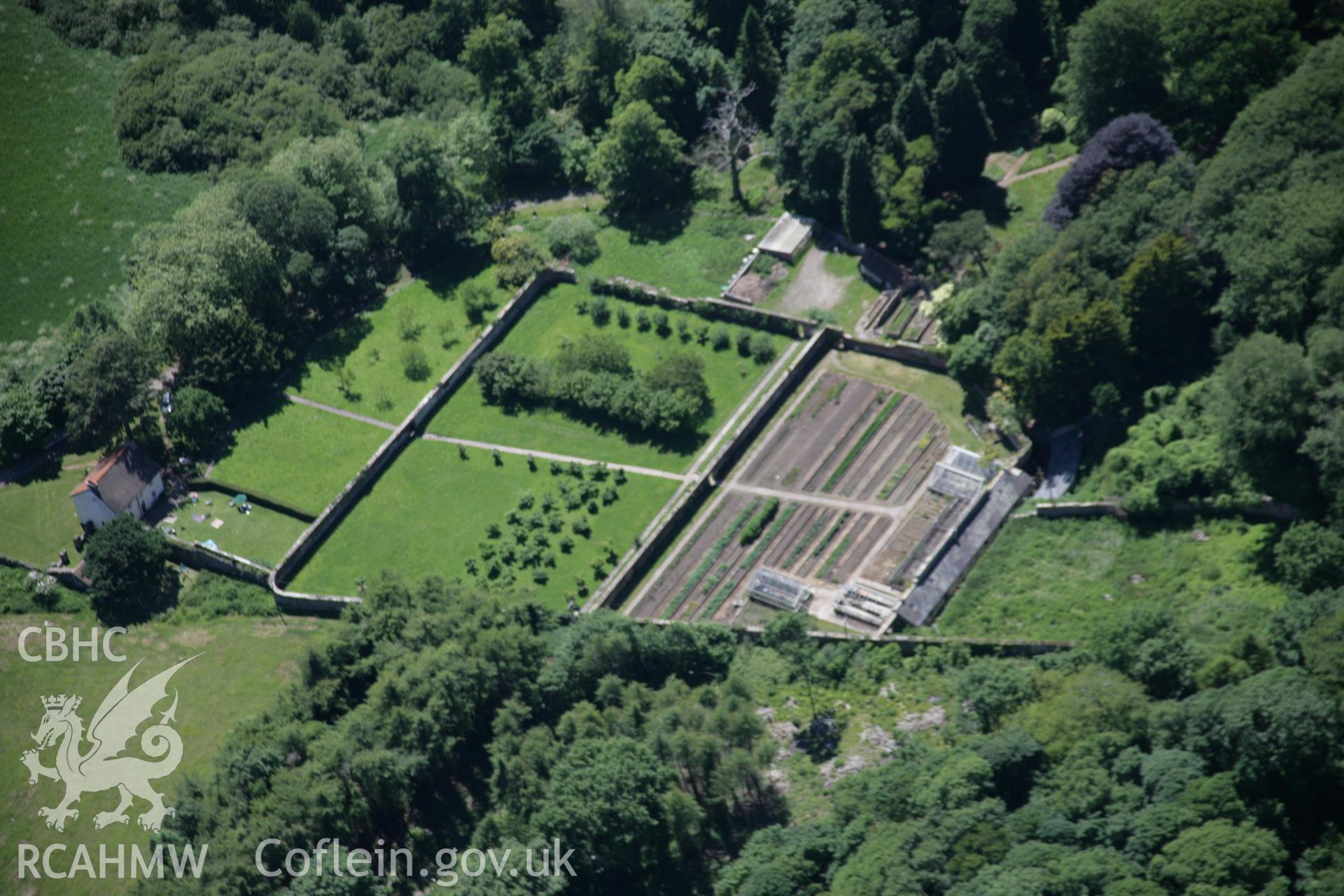 RCAHMW colour oblique aerial photograph of 'Garden House' Walled Garden on the Penrice Estate, from the north-east. Taken on 22 June 2005 by Toby Driver