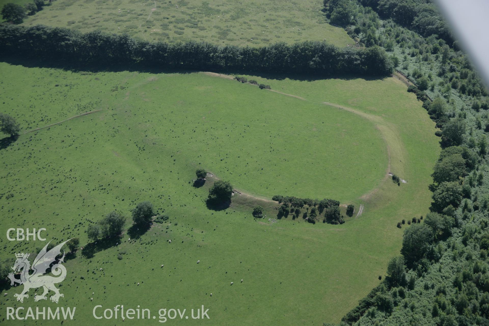 RCAHMW colour oblique aerial photograph of Castell Allt-Goch, Lampeter, from the east. Taken on 23 June 2005 by Toby Driver