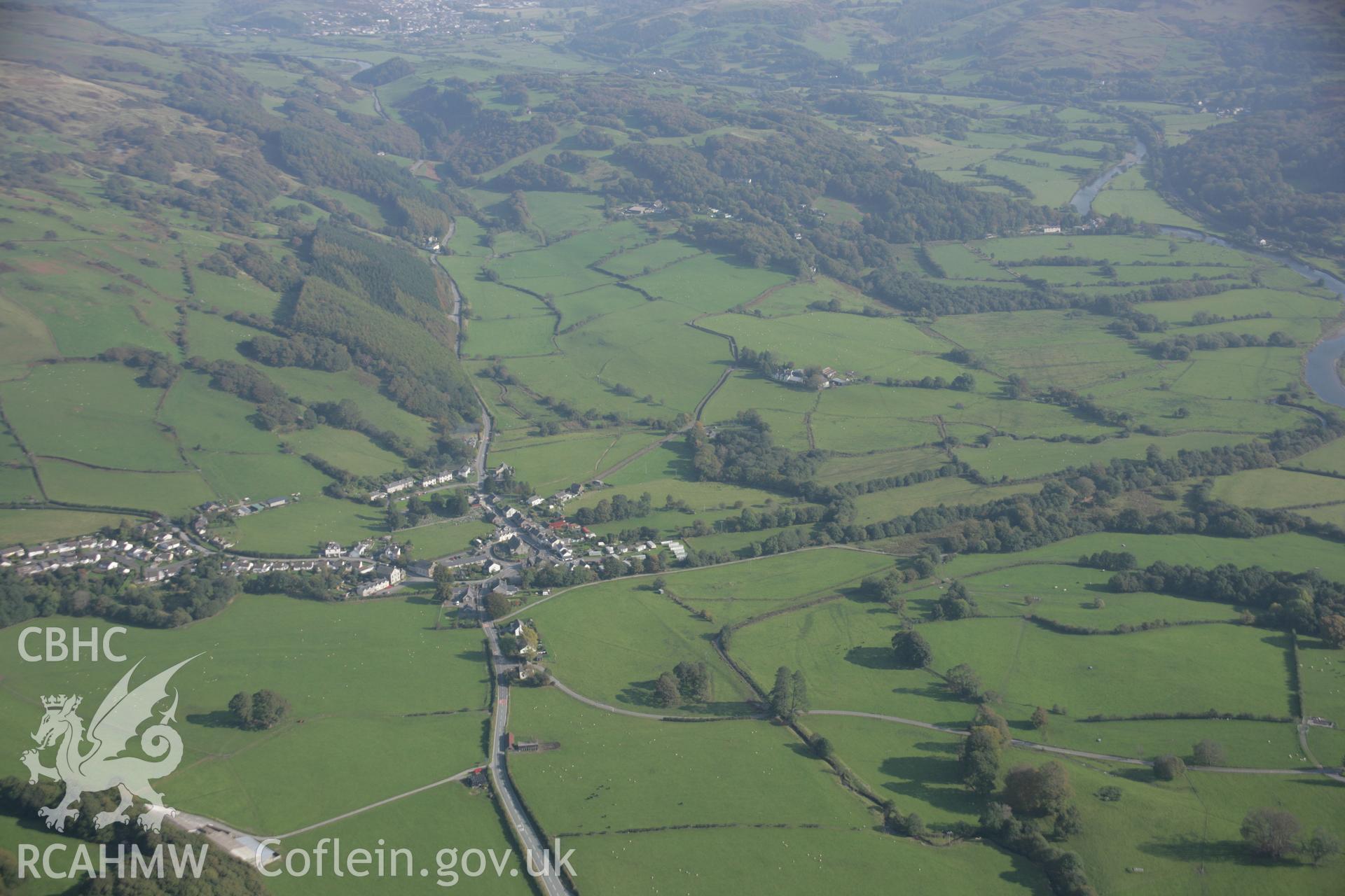 RCAHMW colour oblique aerial photograph of Pennal village, viewed from the west. Taken on 17 October 2005 by Toby Driver