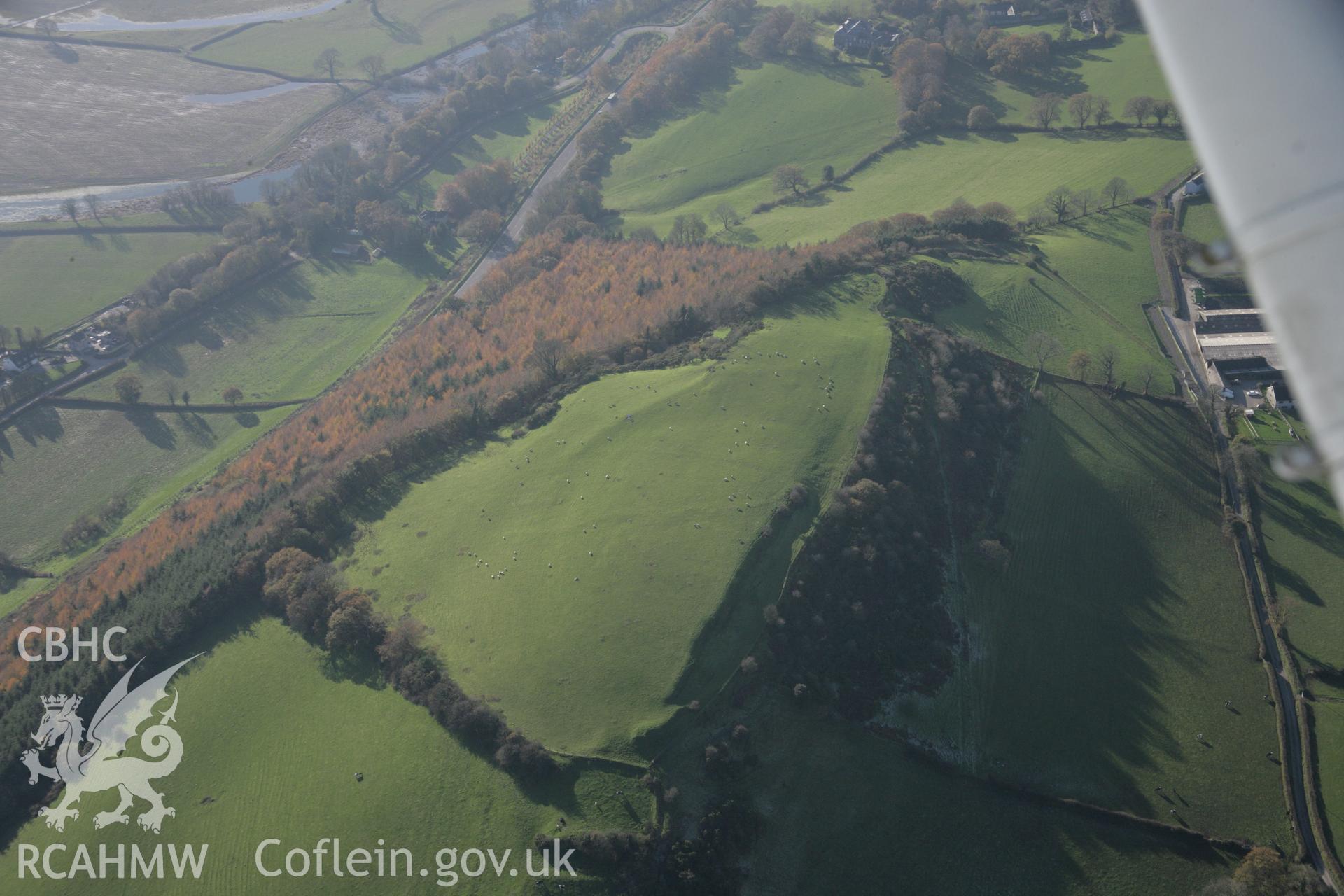 RCAHMW colour oblique photograph of Merlin's Hill, hillfort, view from north-east. Taken by Toby Driver on 17/11/2005.