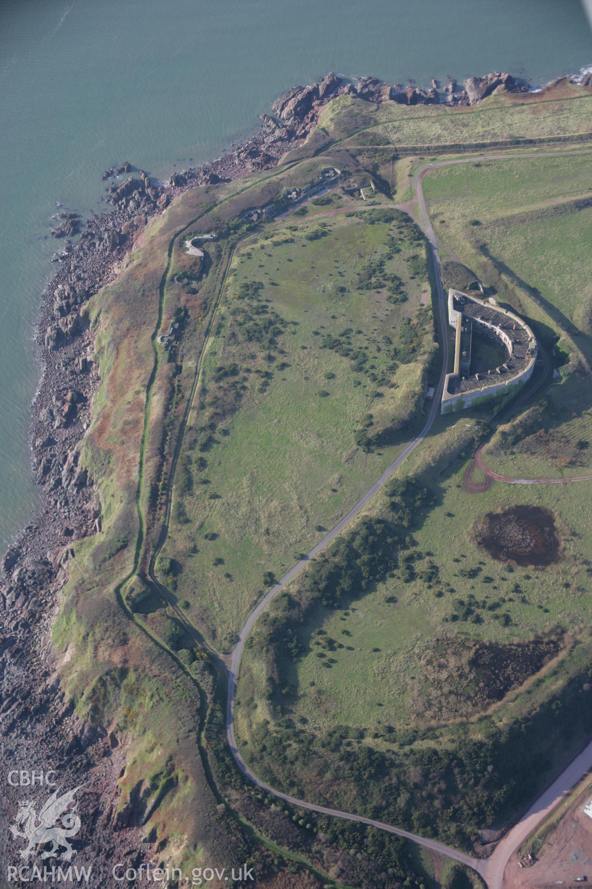 RCAHMW colour oblique aerial photograph of South Hook Fort from the east. Taken on 19 November 2005 by Toby Driver