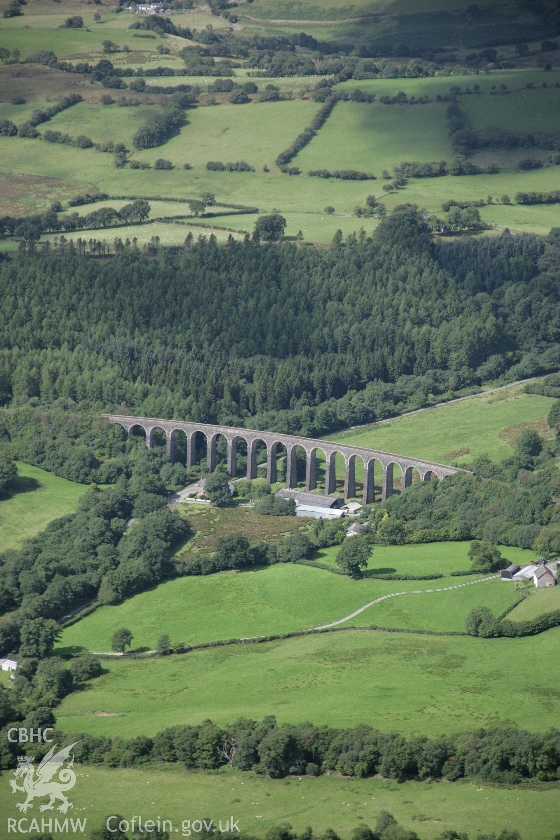 RCAHMW colour oblique aerial photograph of Cynghordy Railway Viaduct from the east. Taken on 02 September 2005 by Toby Driver