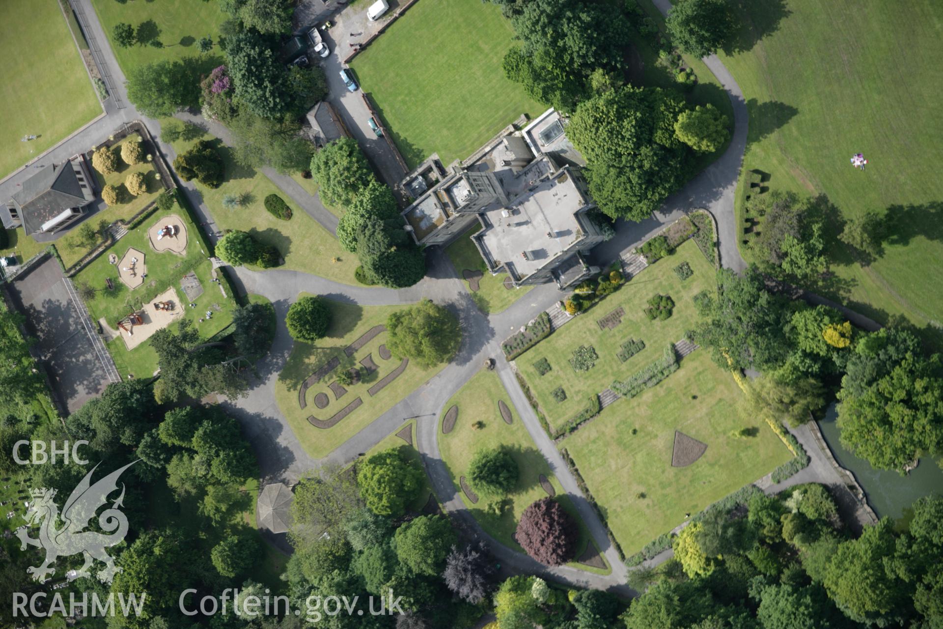 RCAHMW colour oblique aerial photograph of Parc Howard Gardens, Llanelli, viewed from the east. Taken on 09 June 2005 by Toby Driver