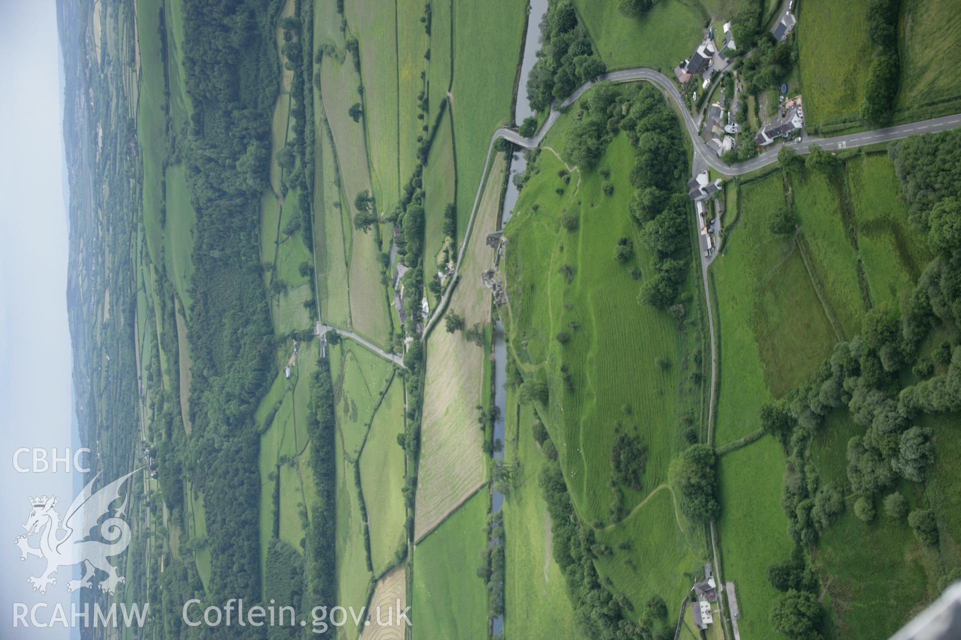 RCAHMW colour oblique aerial photograph of Dryslwyn Castle and the borough, from the north-west. Taken on 09 June 2005 by Toby Driver