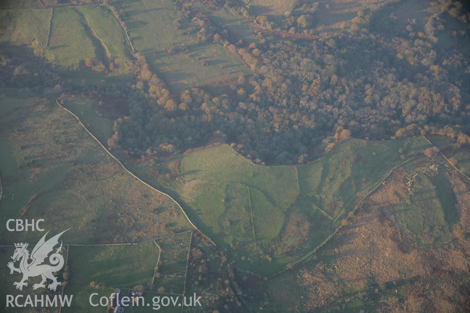RCAHMW colour oblique aerial photograph of a deserted settlement north of Glan y Gors viewed from the south-east. Taken on 21 November 2005 by Toby Driver