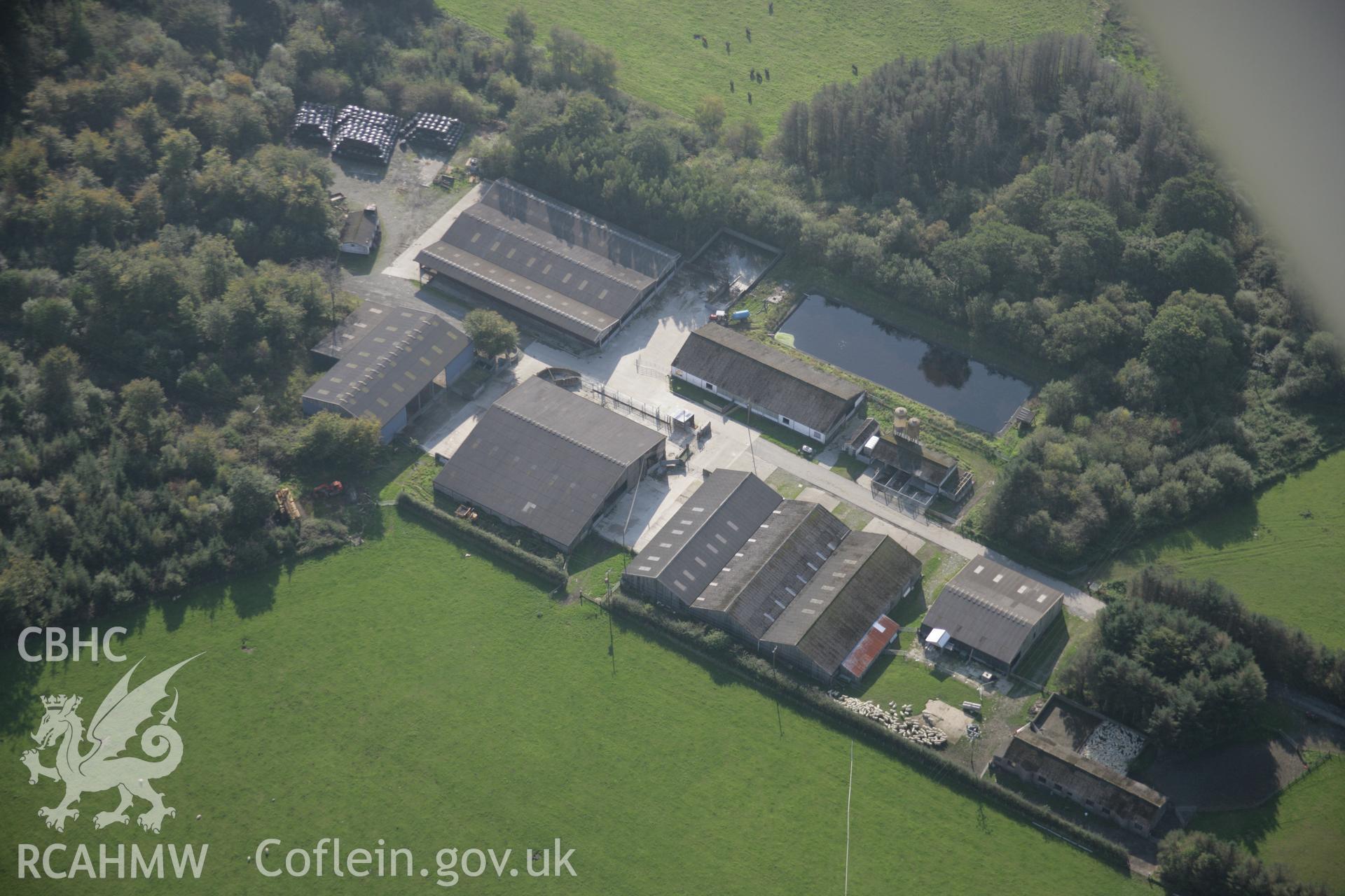 RCAHMW colour oblique aerial photograph of Peniarth Country House Garden and estate farm buildings, Llanegryn, looking to the south. Taken on 17 October 2005 by Toby Driver
