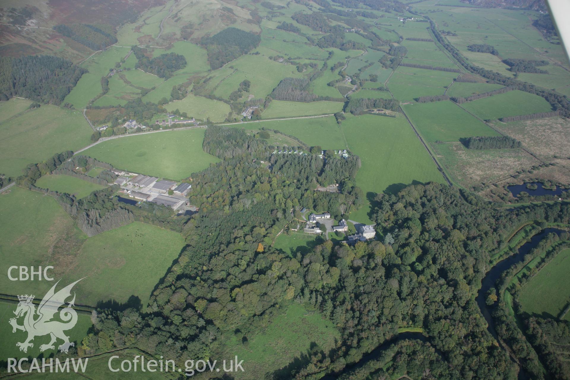 RCAHMW colour oblique aerial photograph of Peniarth Country House Garden, Llanegryn, viewed looking to the north-east. Taken on 17 October 2005 by Toby Driver